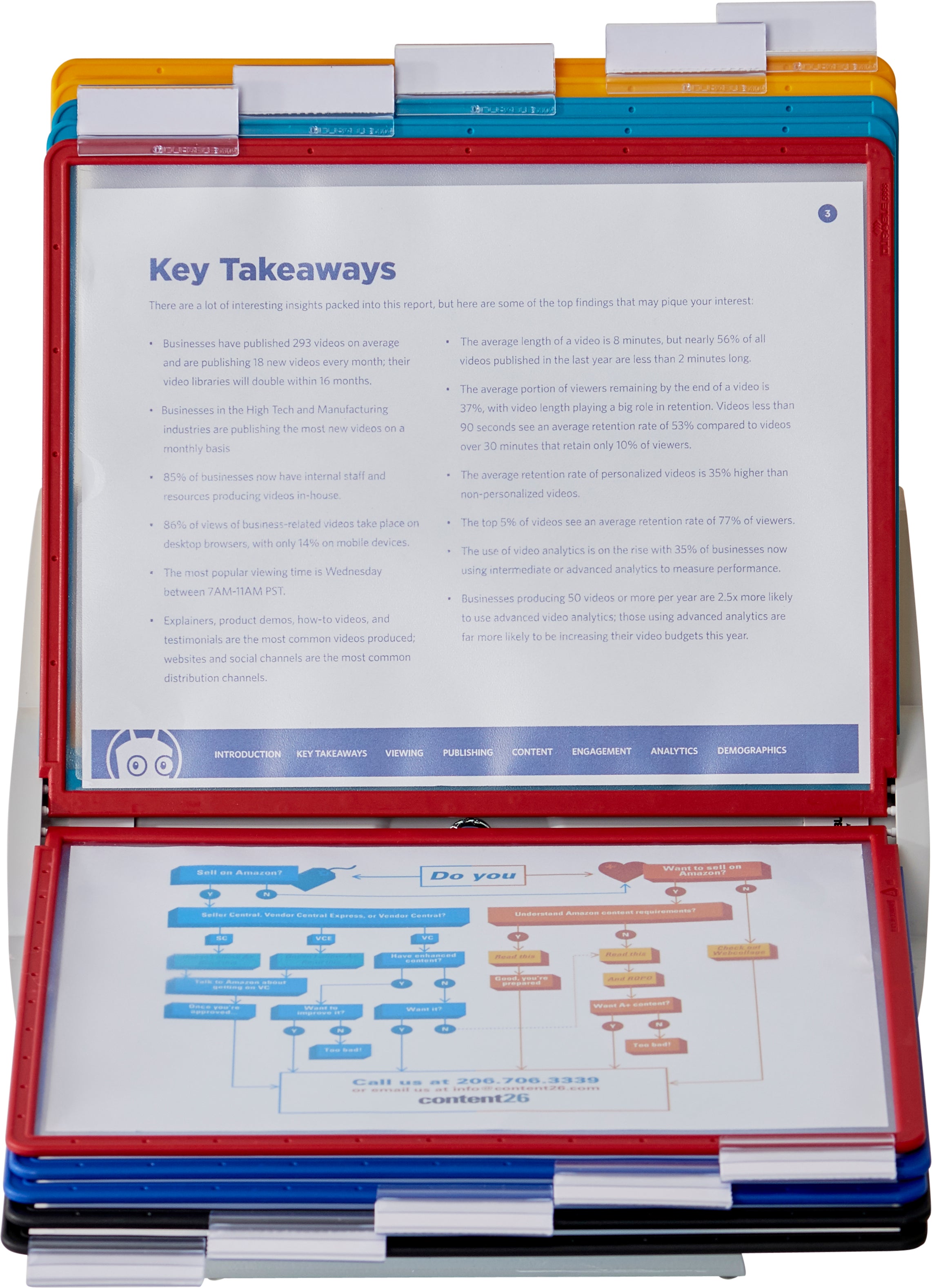 Durable VARIO Pro Rotating Desk and Wall Reference System | 10 Panels | Assorted Colors