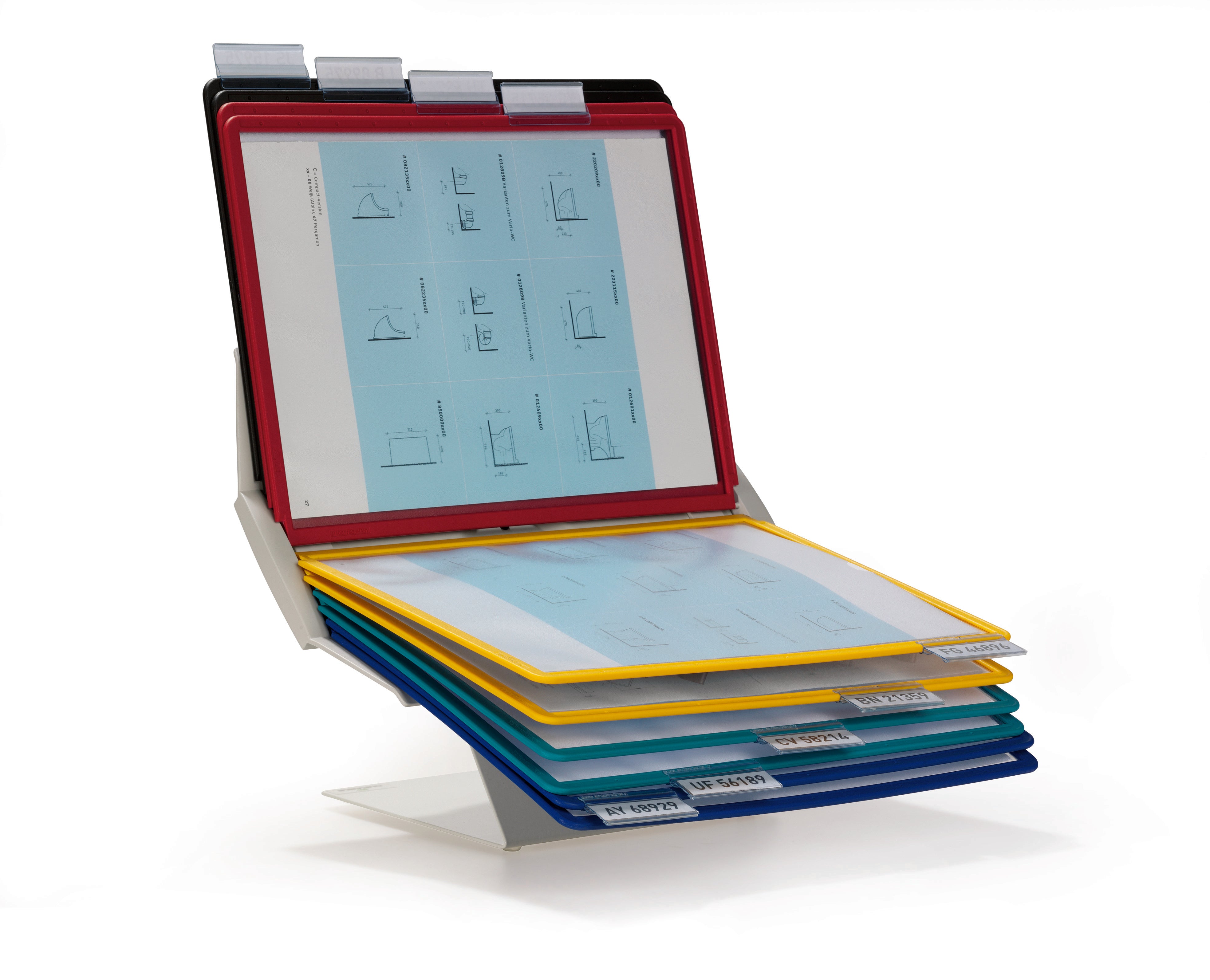 Durable VARIO Pro Rotating Desk and Wall Reference System | 10 Panels | Assorted Colors