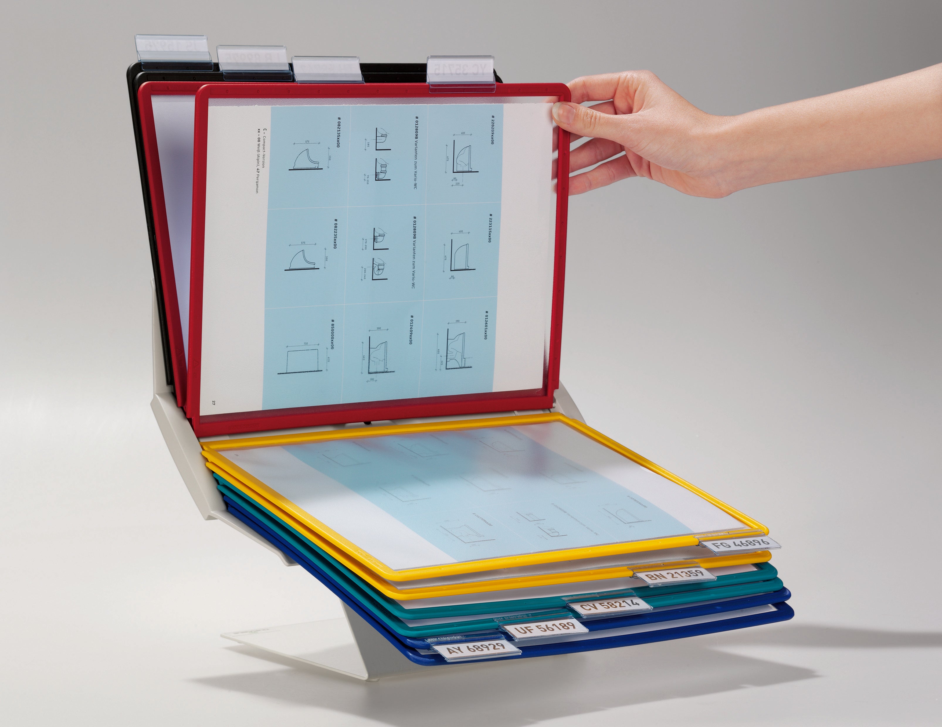 Durable VARIO Pro Rotating Desk and Wall Reference System | 10 Panels | Assorted Colors