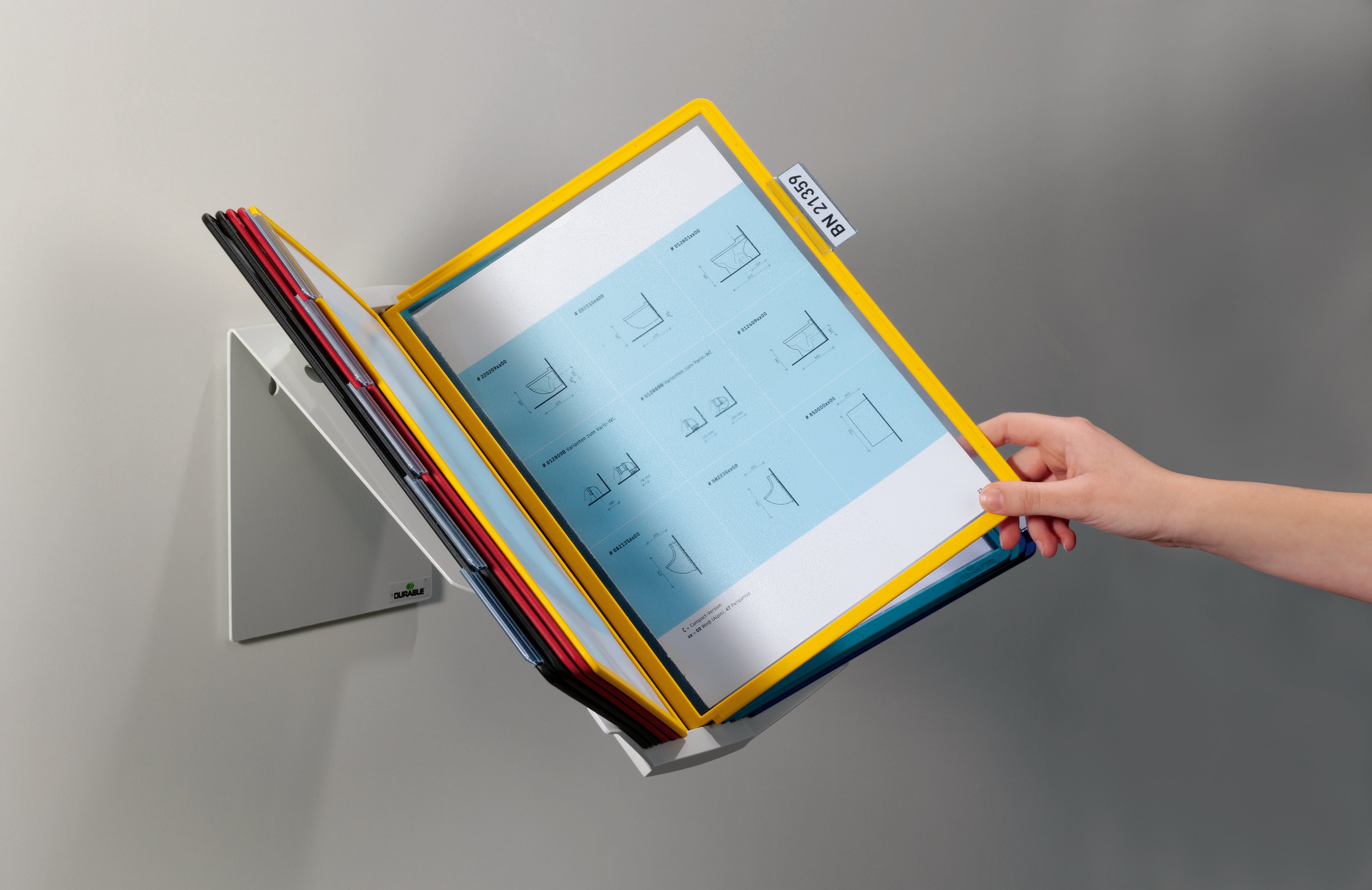 Durable VARIO Pro Rotating Desk and Wall Reference System | 10 Panels | Assorted Colors