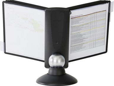 Durable SHERPA Motion Rotating Desktop Reference System | 10 Panels | Letter Size | Black
