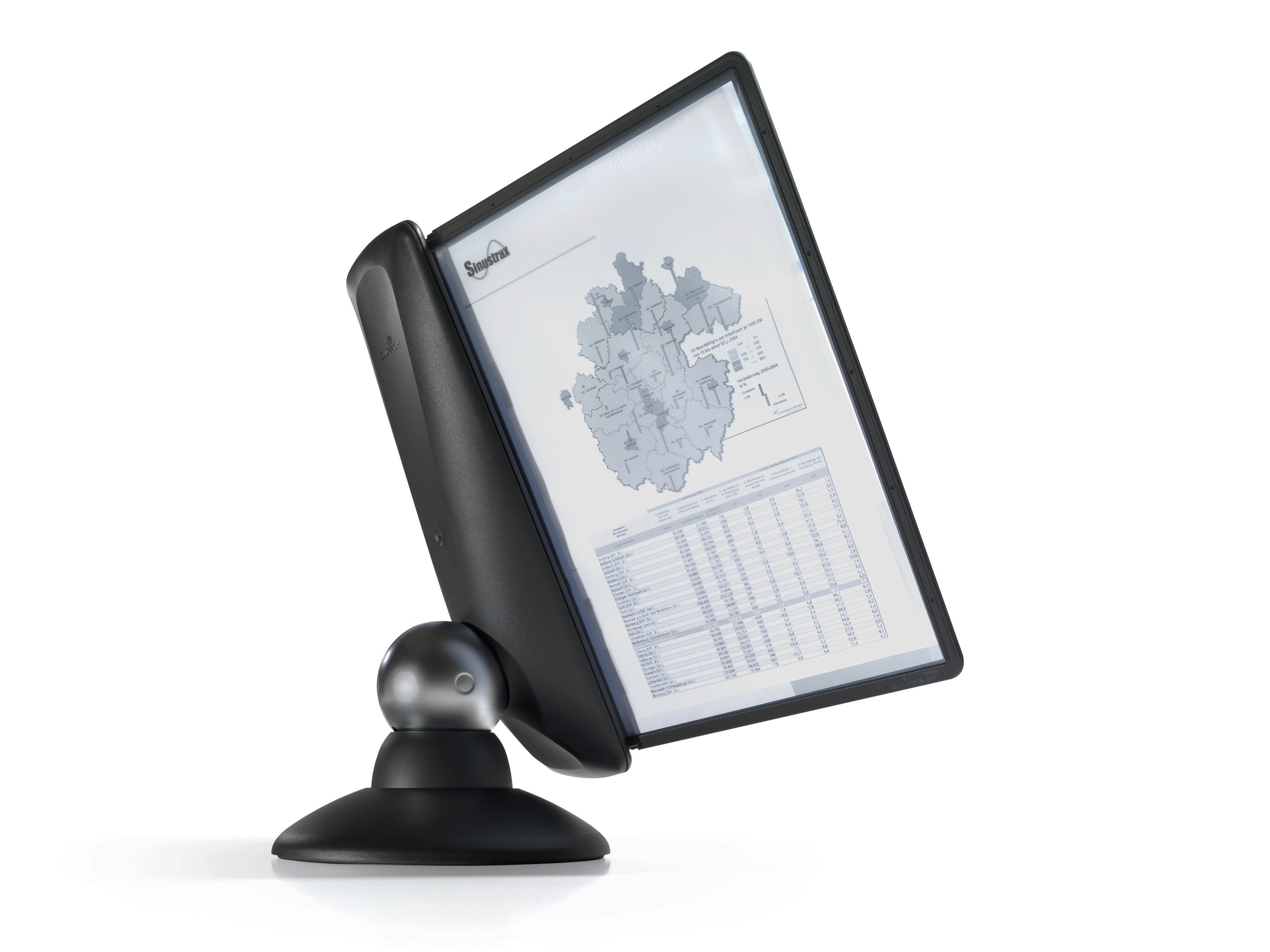 Durable SHERPA Motion Rotating Desktop Reference System | 10 Panels | Letter Size | Black