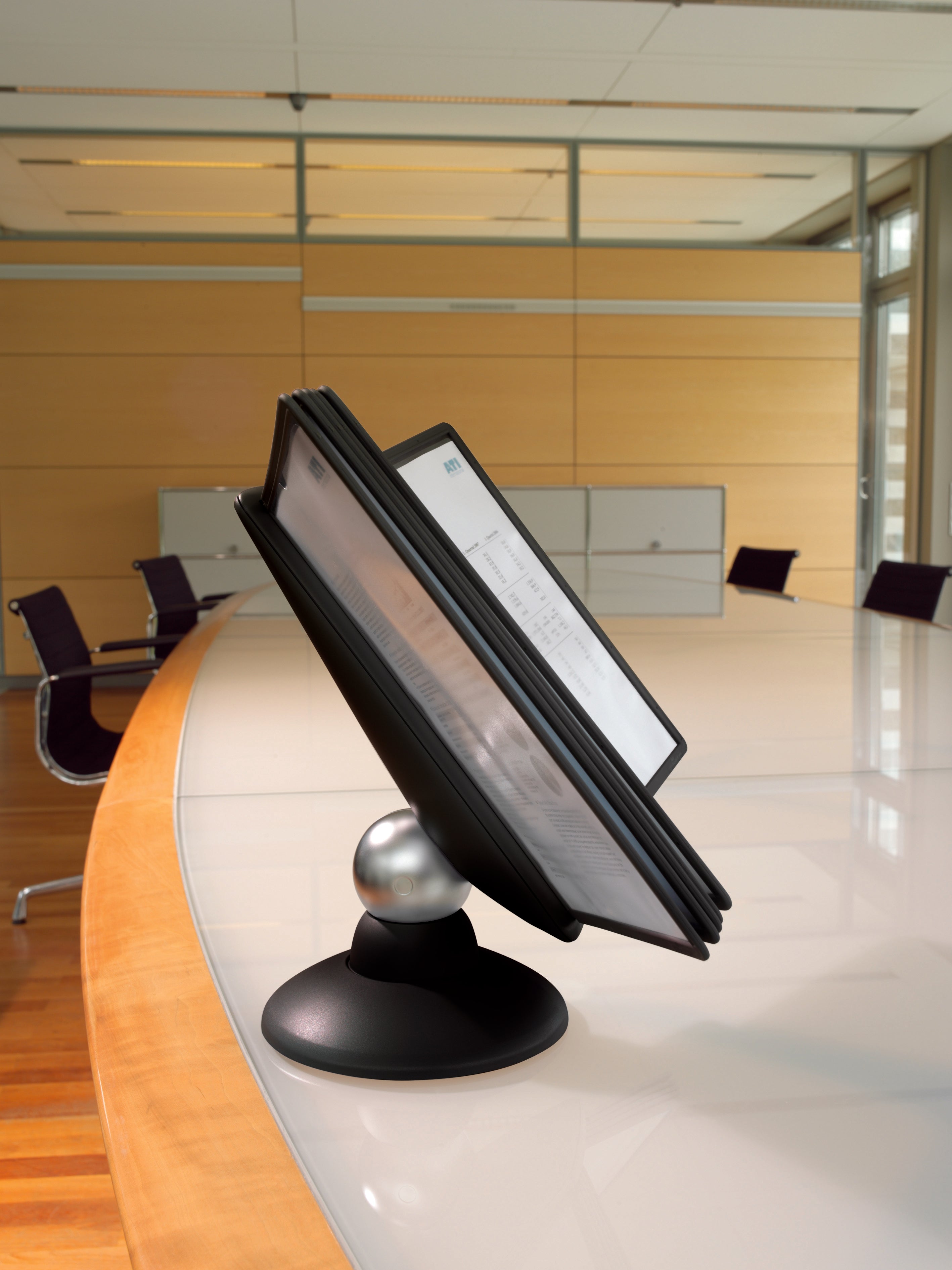 Durable SHERPA Motion Rotating Desktop Reference System | 10 Panels | Letter Size | Black
