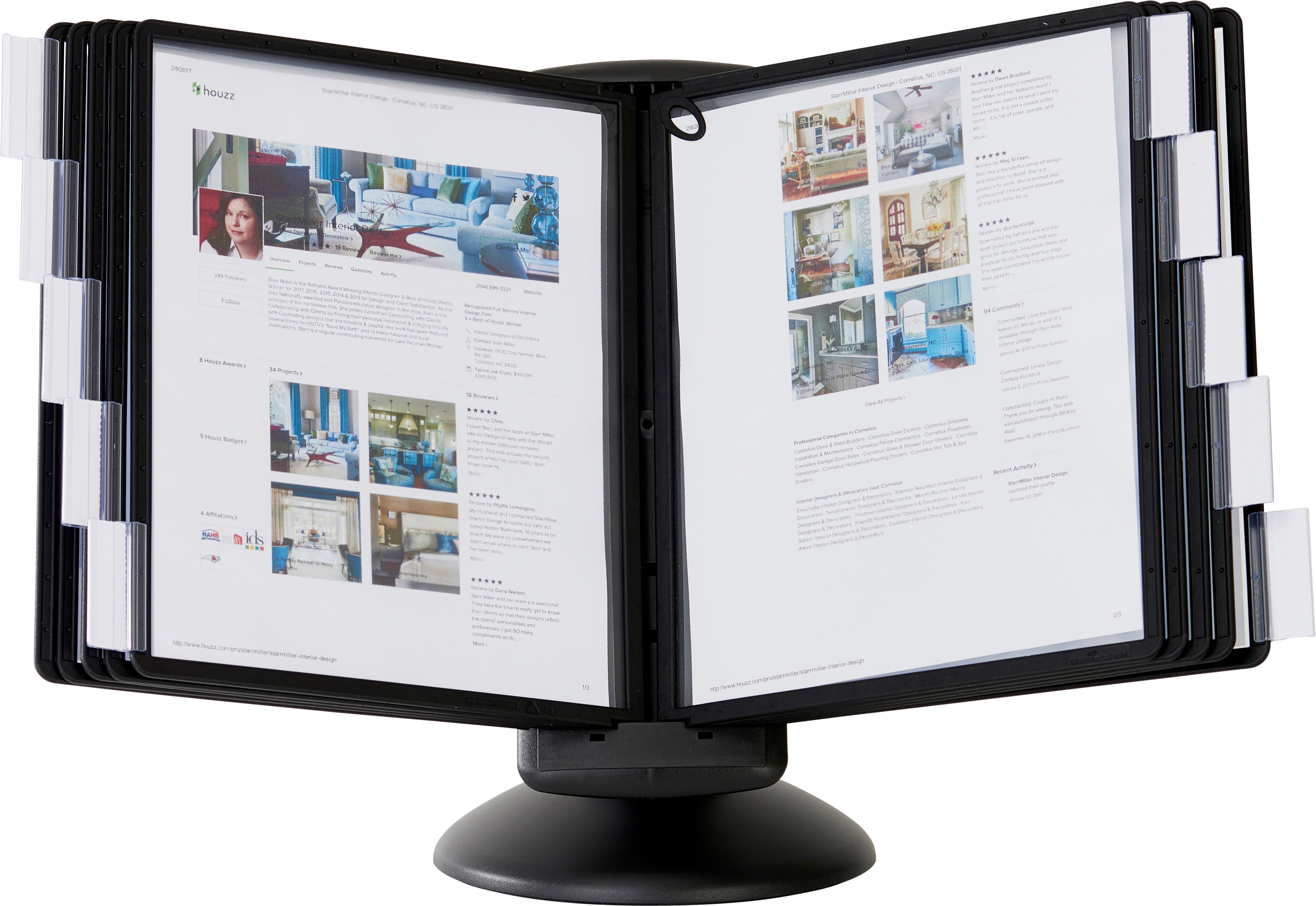 Durable SHERPA Motion Rotating Desktop Reference System | 10 Panels | Letter Size | Black