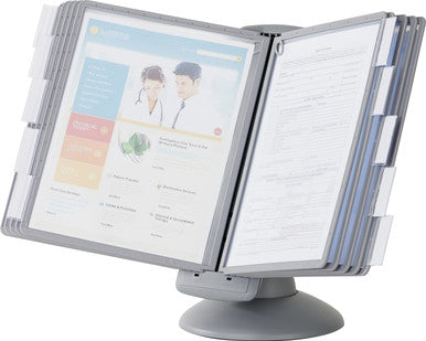 Durable SHERPA Motion Rotating Desktop Reference System | 10 Panels | Letter Size | Graphite