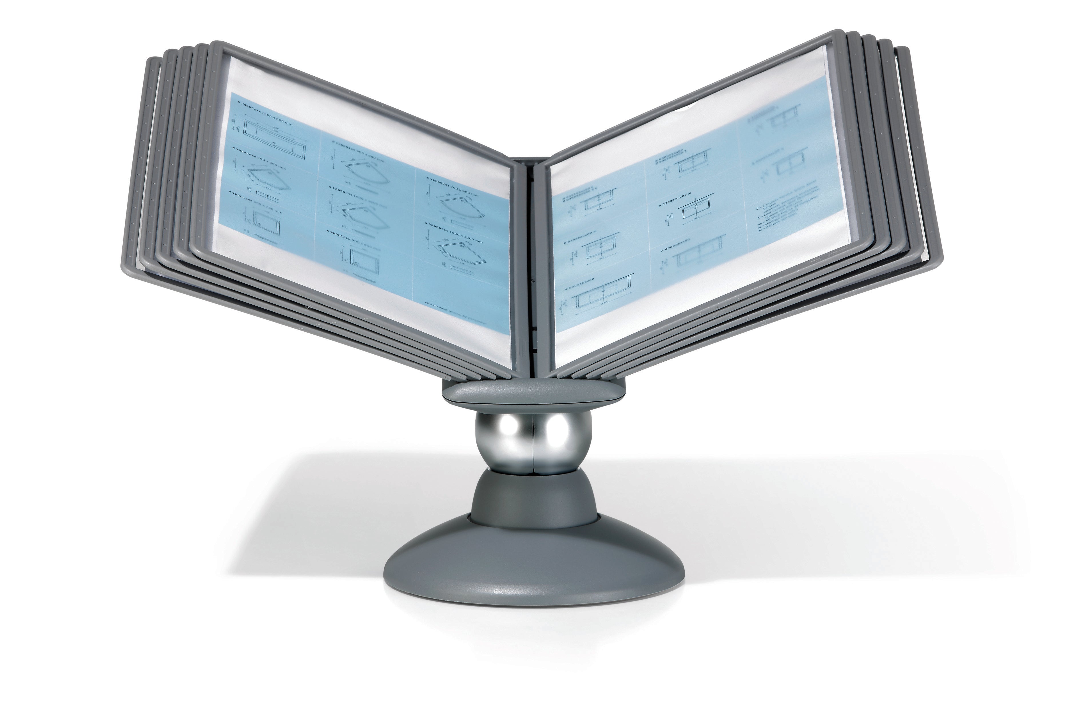 Durable SHERPA Motion Rotating Desktop Reference System | 10 Panels | Letter Size | Graphite