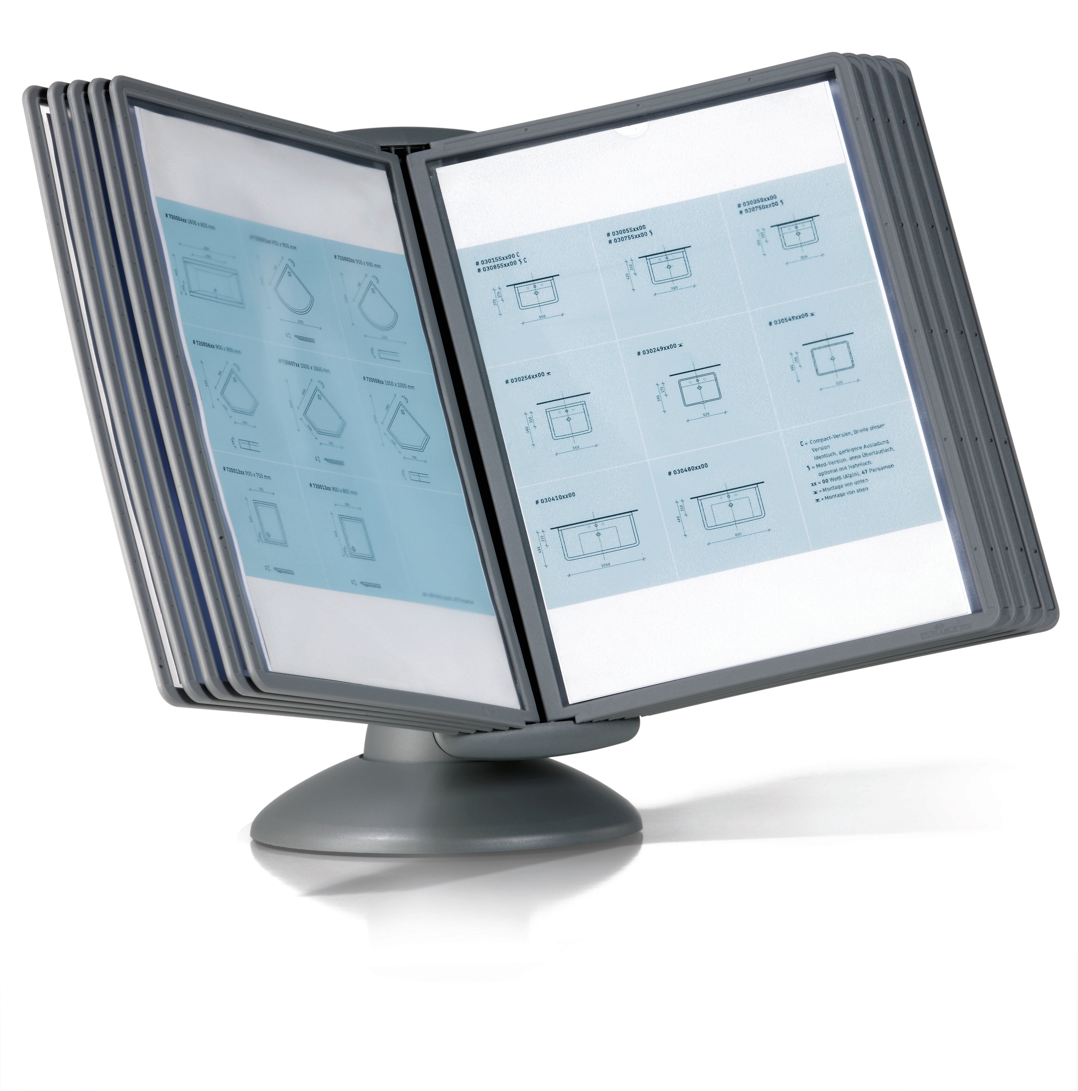 Durable SHERPA Motion Rotating Desktop Reference System | 10 Panels | Letter Size | Graphite