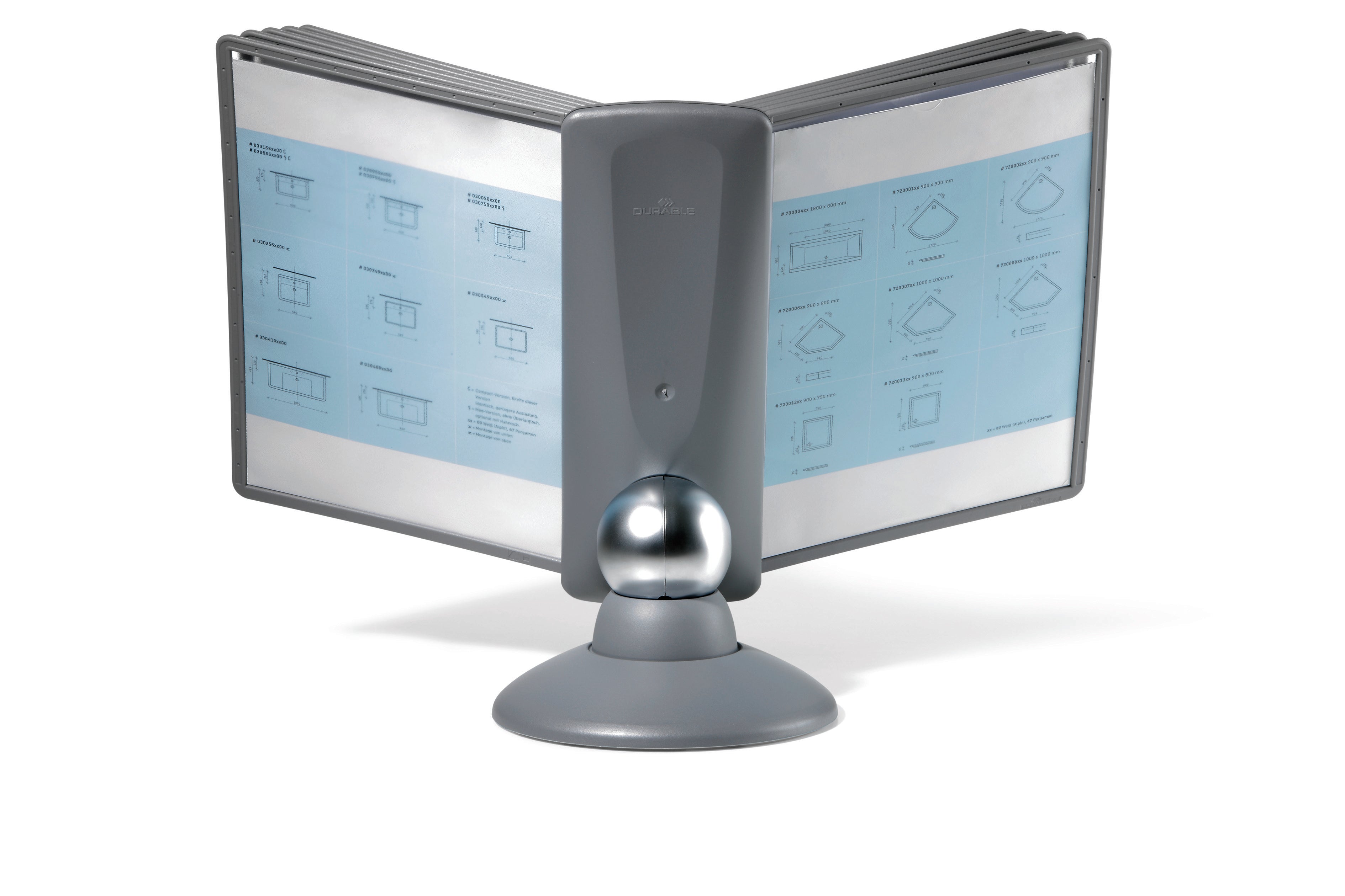 Durable SHERPA Motion Rotating Desktop Reference System | 10 Panels | Letter Size | Graphite