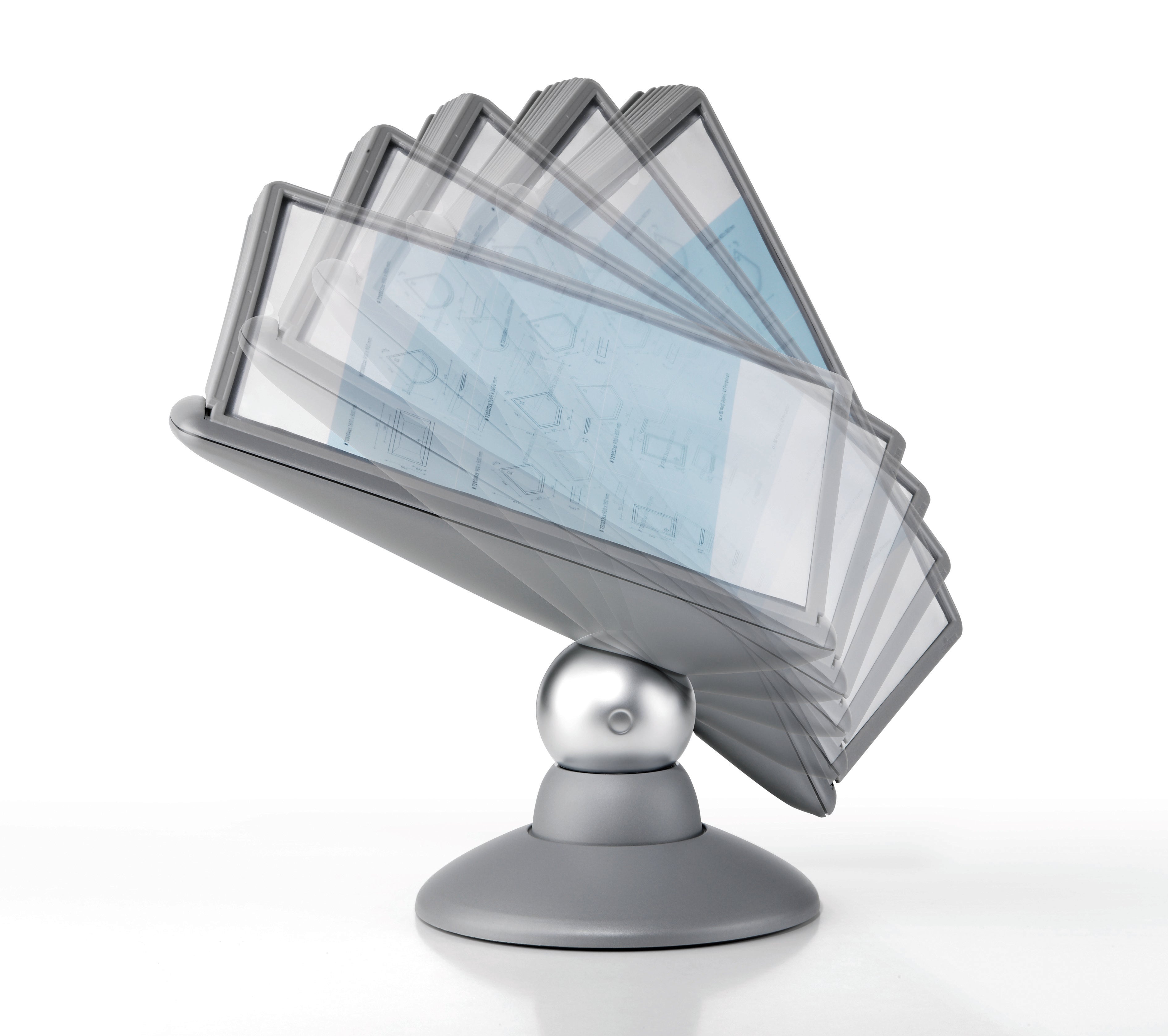 Durable SHERPA Motion Rotating Desktop Reference System | 10 Panels | Letter Size | Graphite