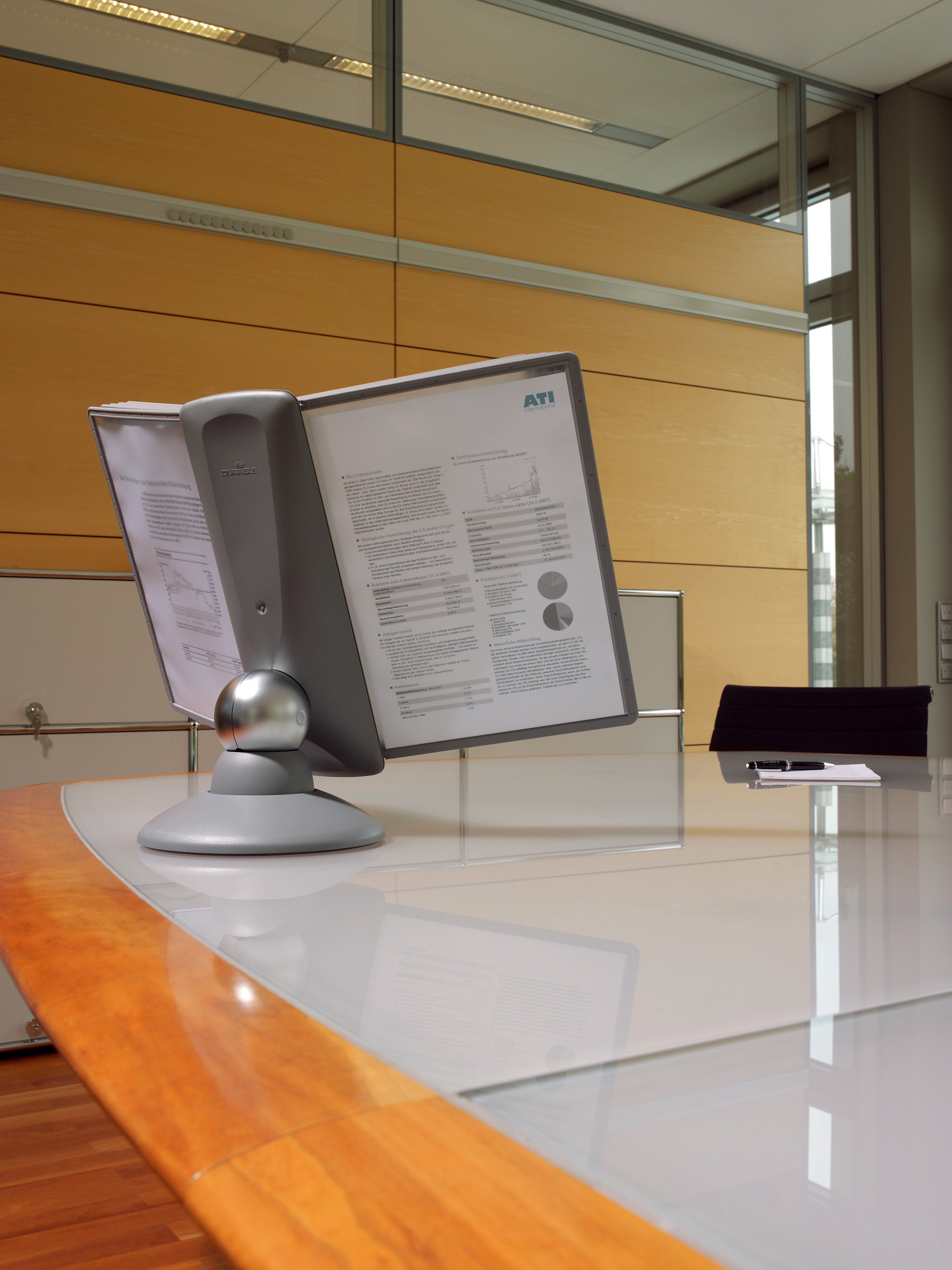 Durable SHERPA Motion Rotating Desktop Reference System | 10 Panels | Letter Size | Graphite