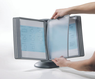 Durable SHERPA Motion Rotating Desktop Reference System | 10 Panels | Letter Size | Graphite