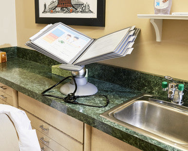 Durable SHERPA Motion Rotating Desktop Reference System | 10 Panels | Letter Size | Graphite