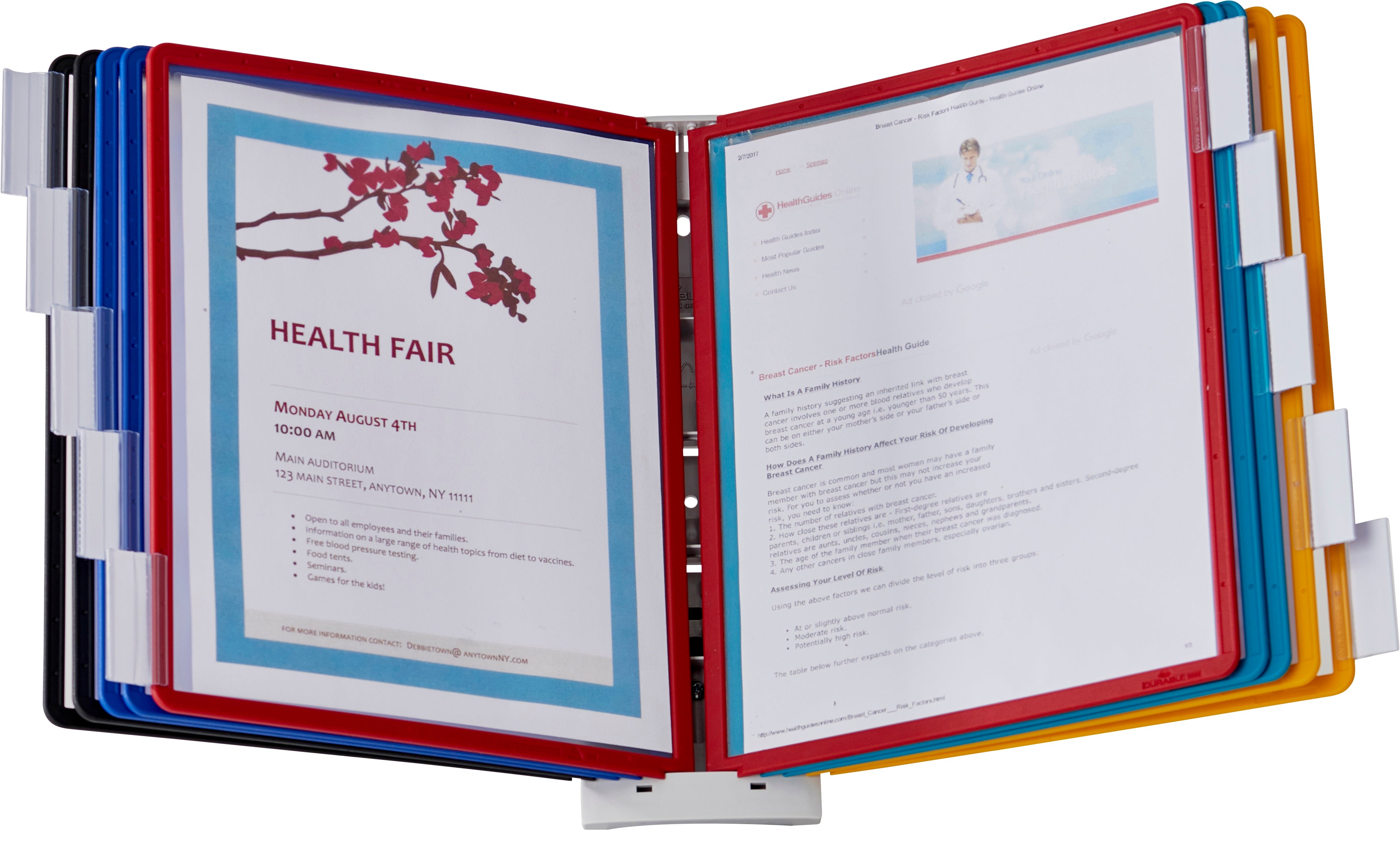 Durable SHERPA Wall Reference System | 10 Panels | Letter Size | Assorted Colors