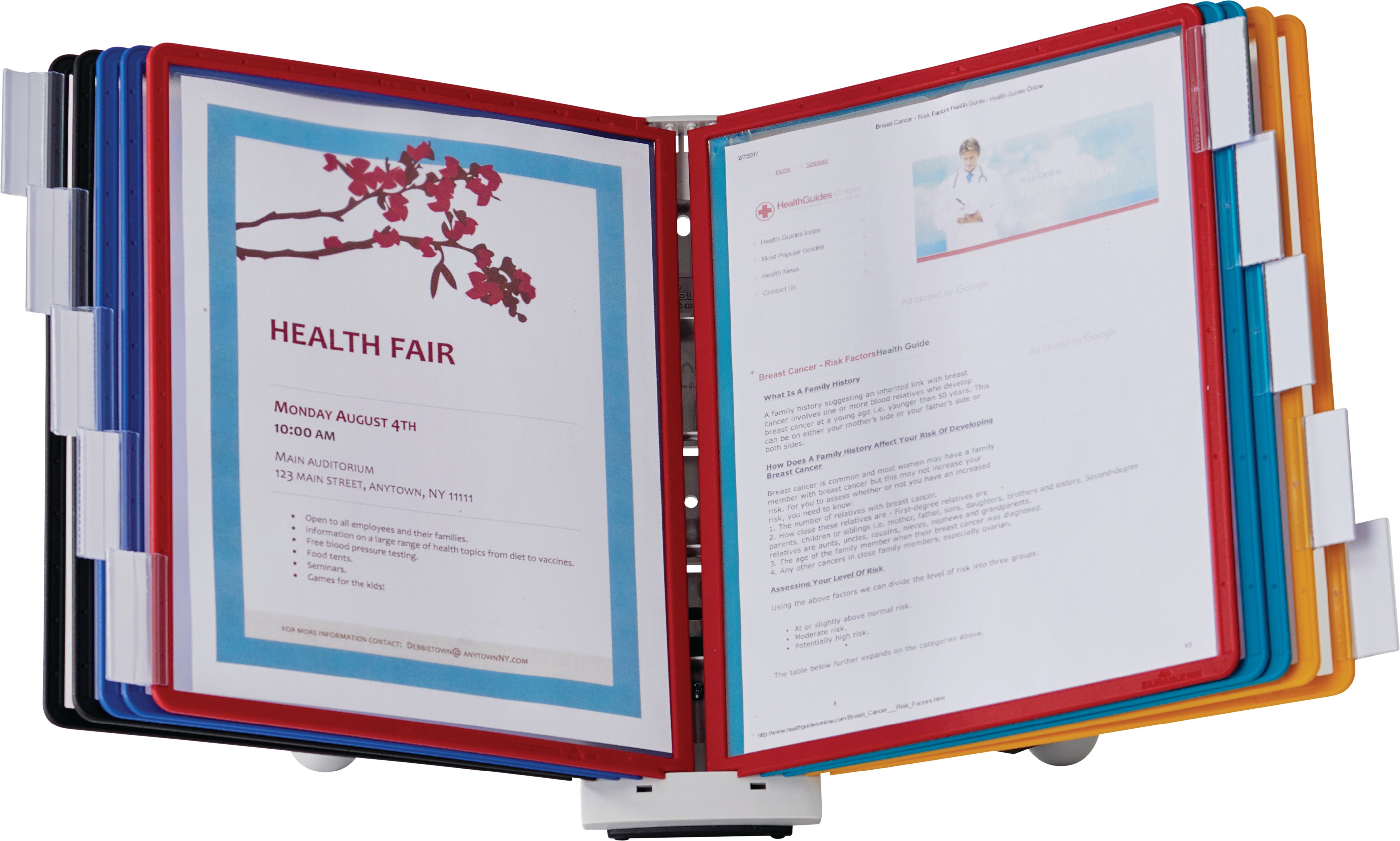 Durable SHERPA Desk Reference System | 10 Panels | Letter Size | Assorted Colors