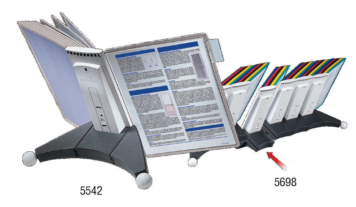 Durable SHERPA Desk Reference System | 10 Panels | Letter Size | Gray