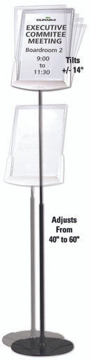 Durable SHERPA Adjustable Floor Display Stand Sign Letter Size | 40" to 60" Inch | Gray