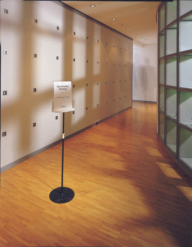 Durable SHERPA Adjustable Floor Display Stand Sign Letter Size | 40" to 60" Inch | Gray