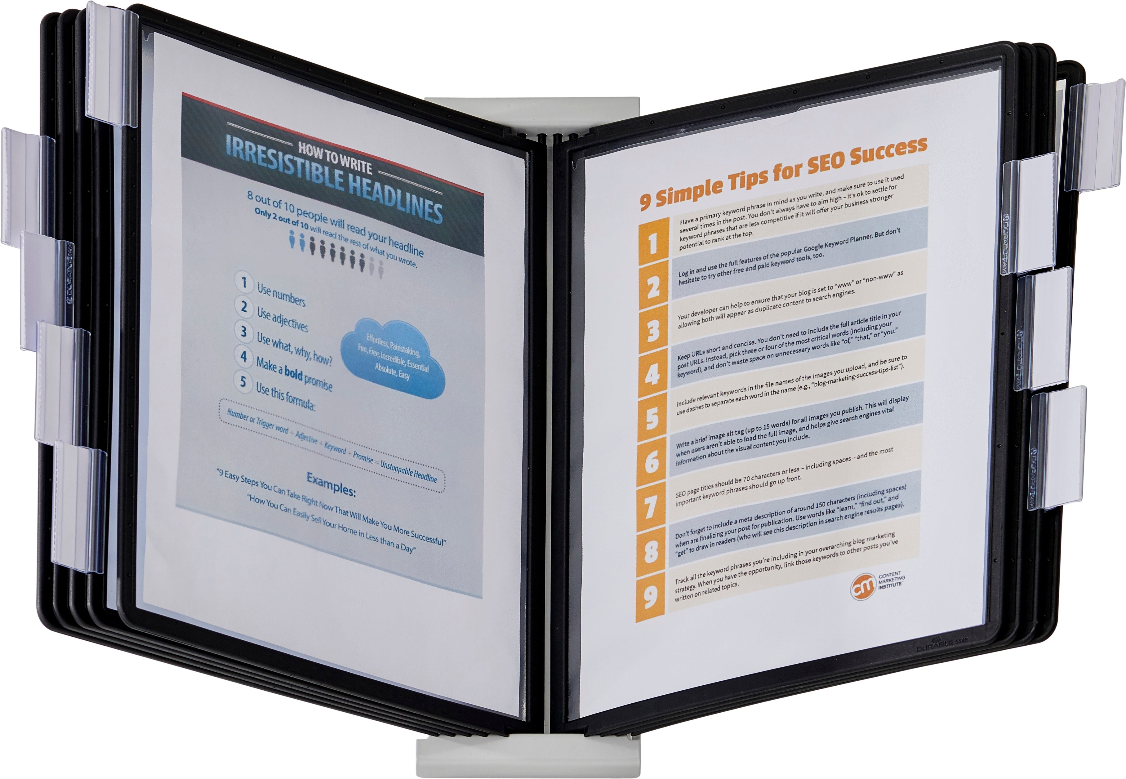 Durable INSTAVIEW Desk Reference System | 10 Panels | Letter Size | Black