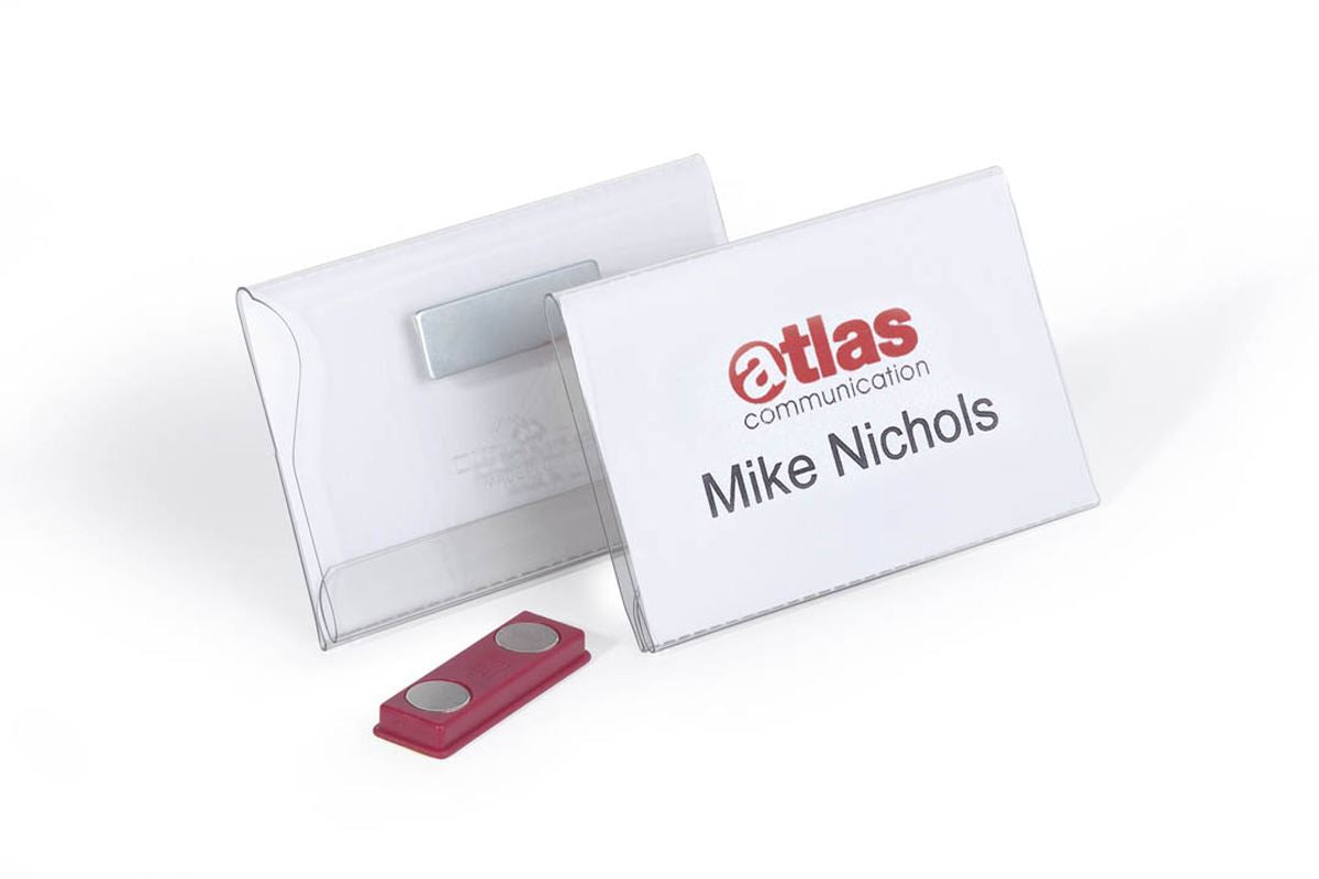 Durable Conference Magnet Name Tag Badge Holders & Inserts | 25 Pack | 2.13 x 3.54"