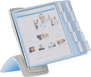 Durable SHERPA Style Antimicrobial Desk Reference System | 10 Panels | Light Blue
