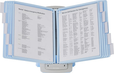 Durable SHERPA Style Antimicrobial Desk Reference System | 10 Panels | Light Blue