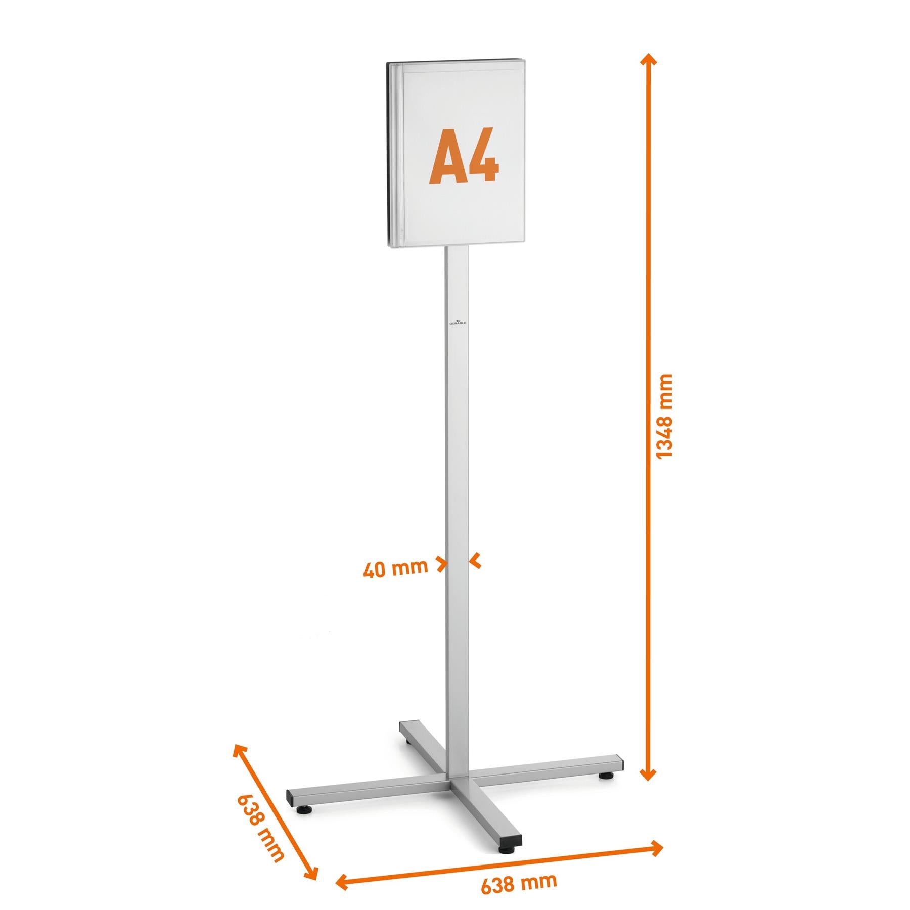 Durable INFO STAND OUTDOOR Stainless Steel Floor Sign | Letter Size Display Panel | Gray