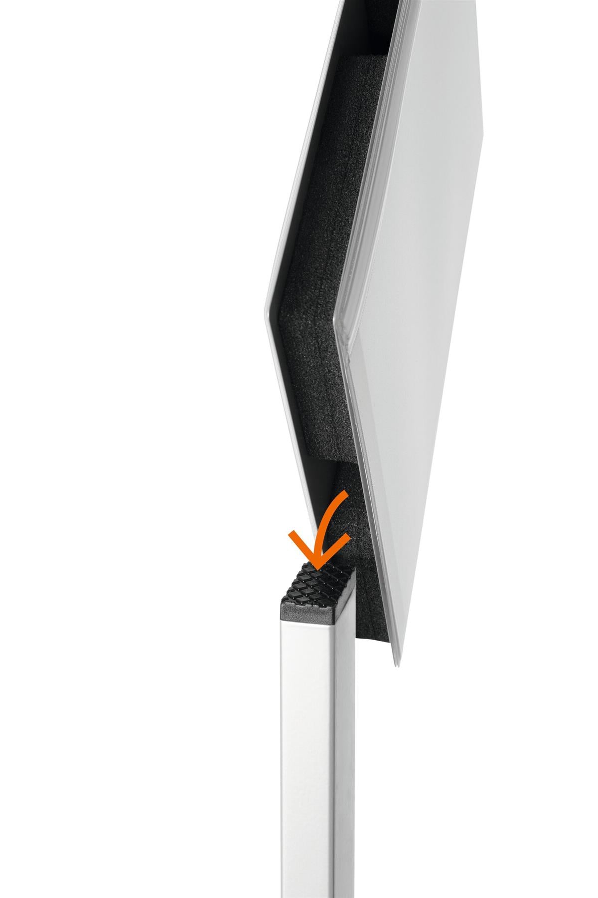 Durable INFO STAND OUTDOOR Stainless Steel Floor Sign | Letter Size Display Panel | Gray