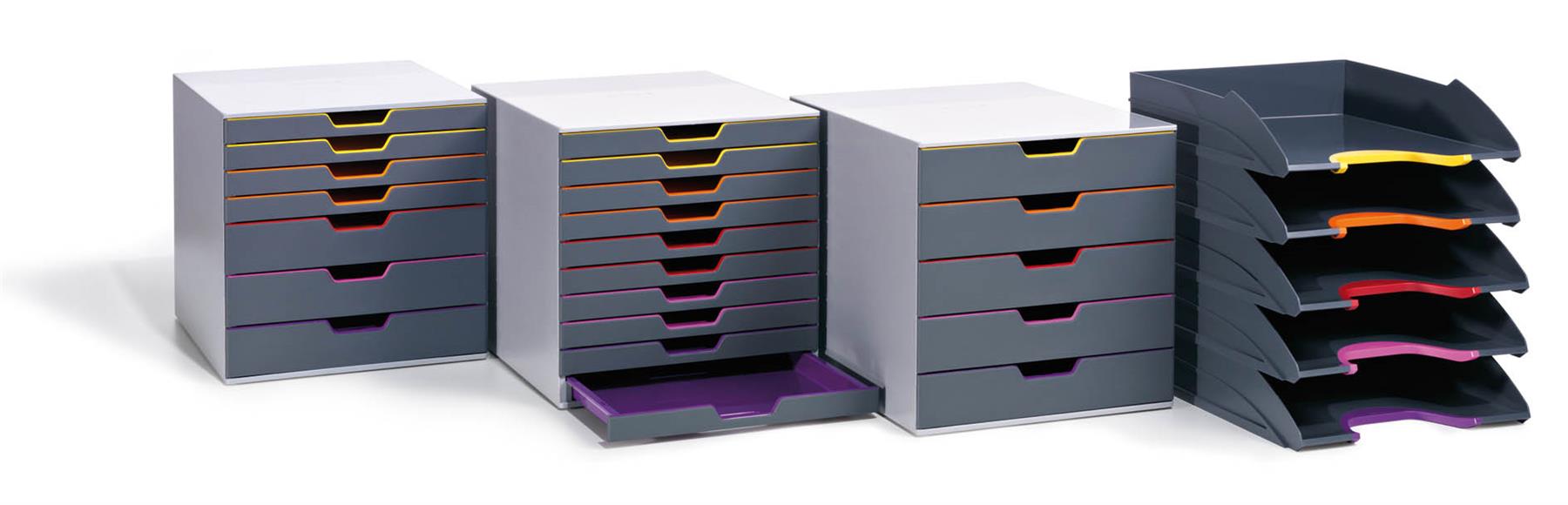 Durable VARICOLOR ECO Stackable Letter Tray Files | Letter Size Color Coded 5 Pack