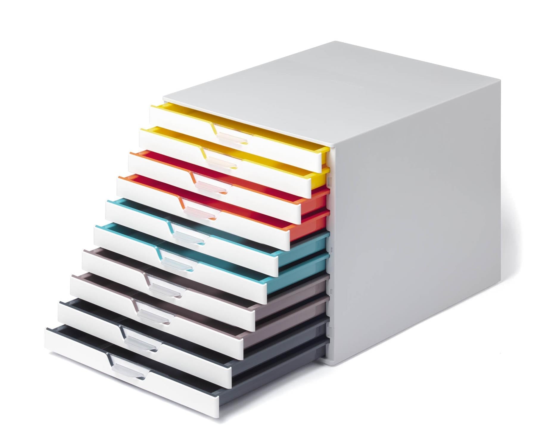 Durable VARICOLOR MIX Desktop Organizer 10 Drawer Color Coded Storage | Letter Size