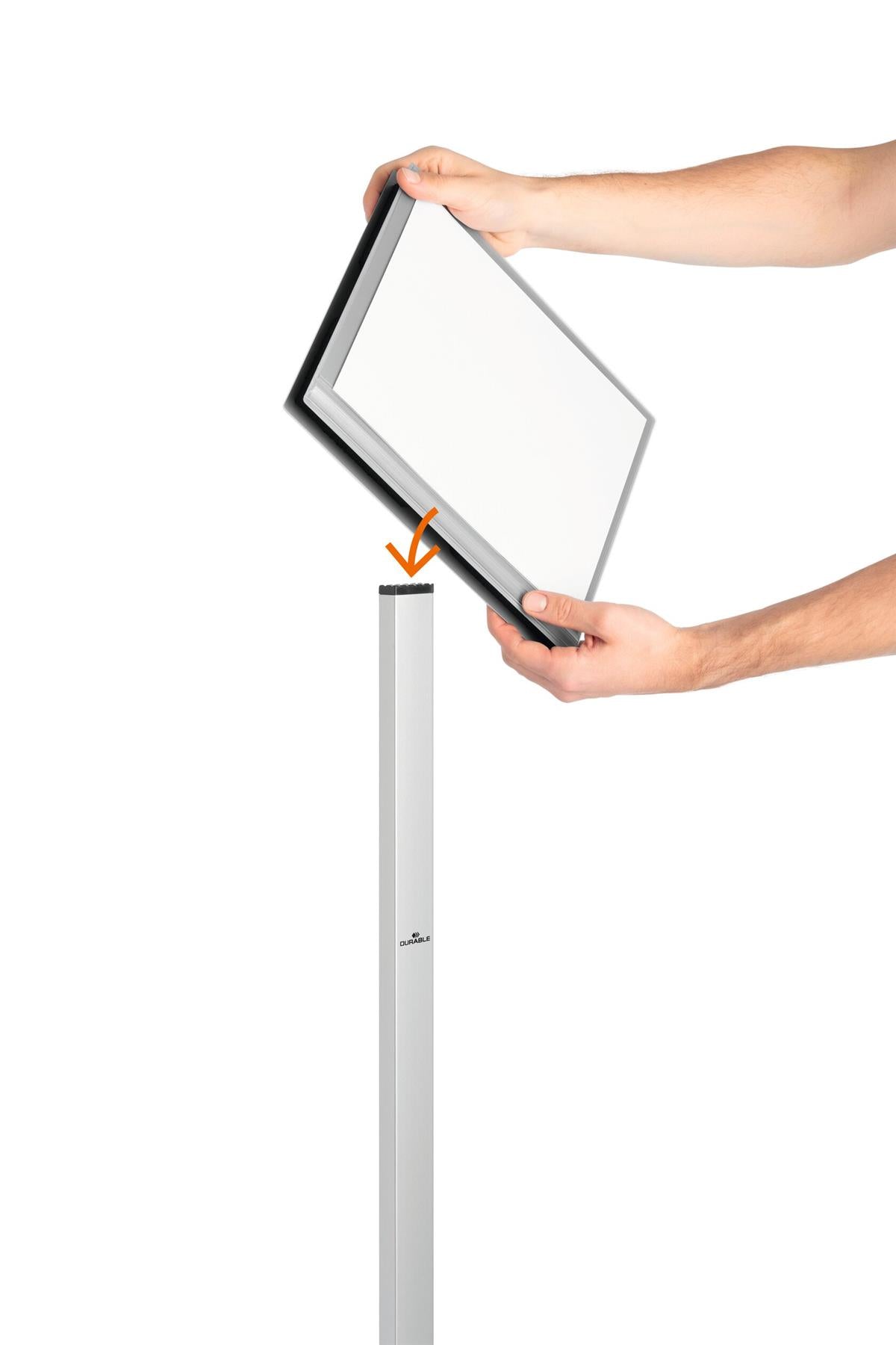 Durable INFO STAND OUTDOOR Stainless Steel Floor Sign | Tabloid Size Display Panel | Gray