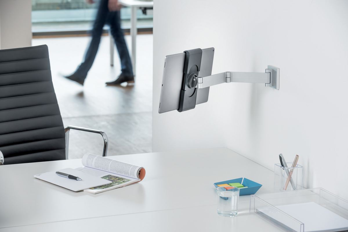 Durable Aluminum Tablet Holder iPad Wall Arm Mount | Lockable & Rotatable