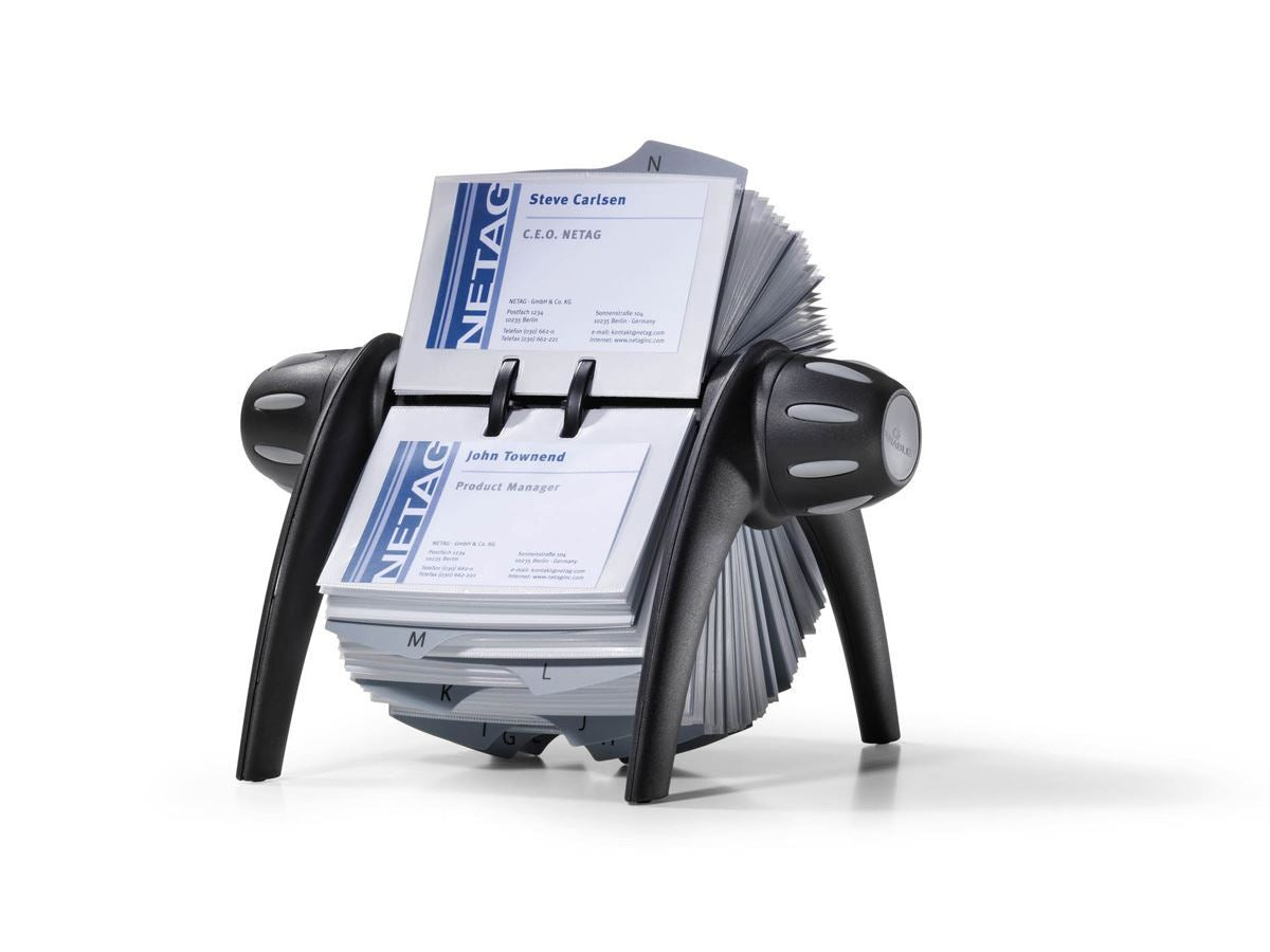 Durable VISIFIX 400 Card Rotary Business Card Holder File | A-Z Index | Black