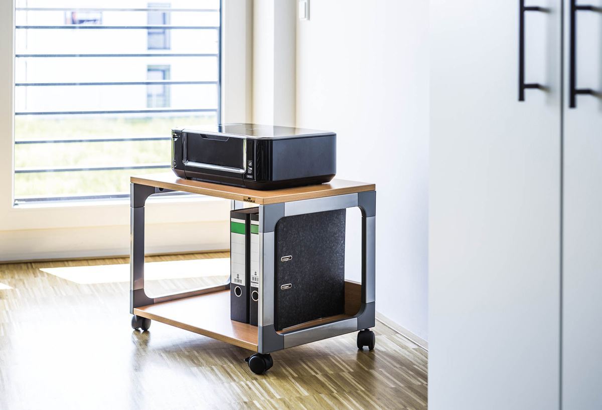 Durable Multi Function Office Trolley 48 | Includes 2 Strong Shelves | Beech