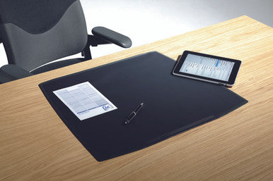 Durable Desk Pad with Transparent Overlay | 25.5" x 20.5"| Black | 5 Pack