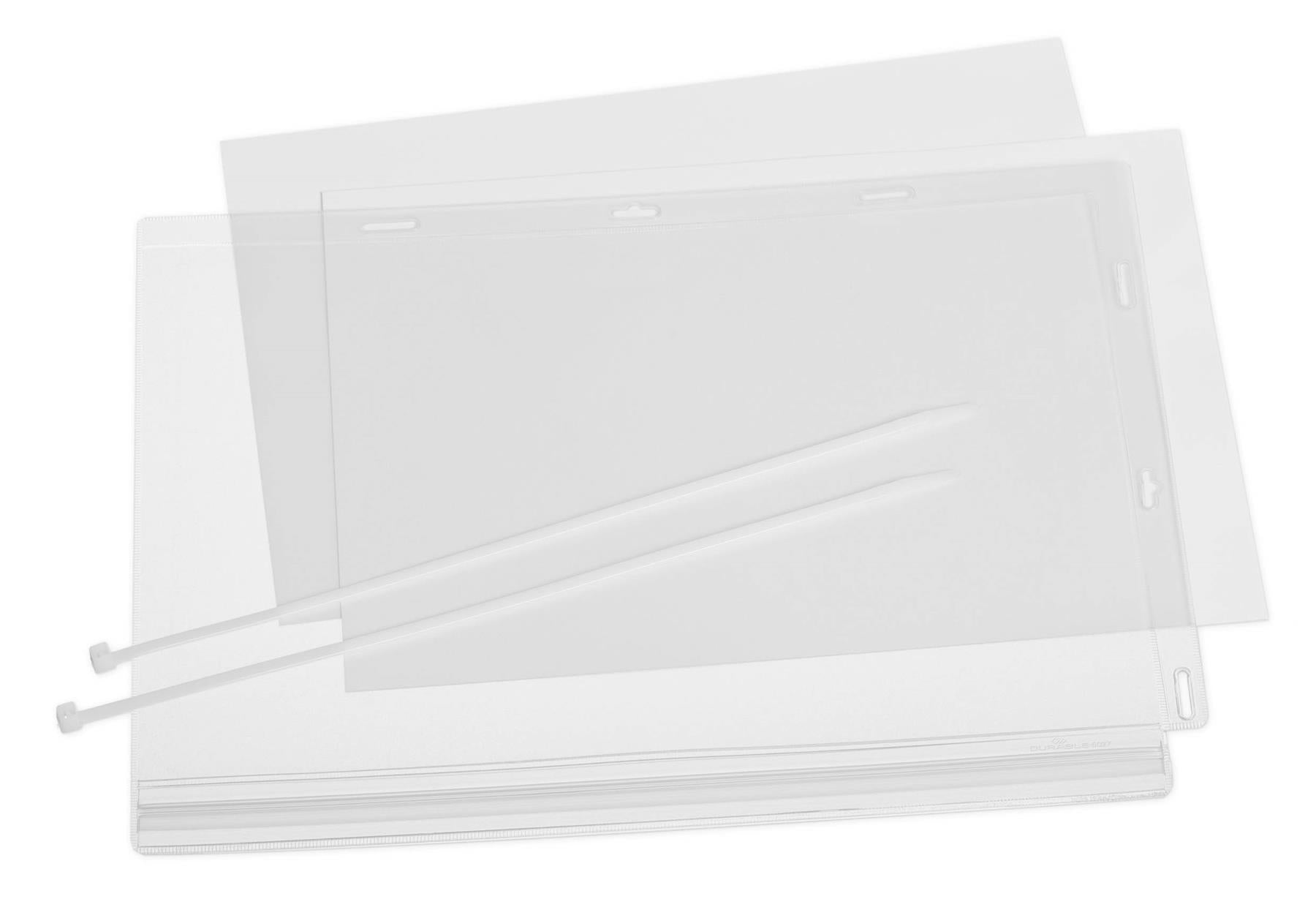 Durable Water Resistant UV Anti-Reflective Cable Tie Pockets | 5 Pack | Letter Size Clear