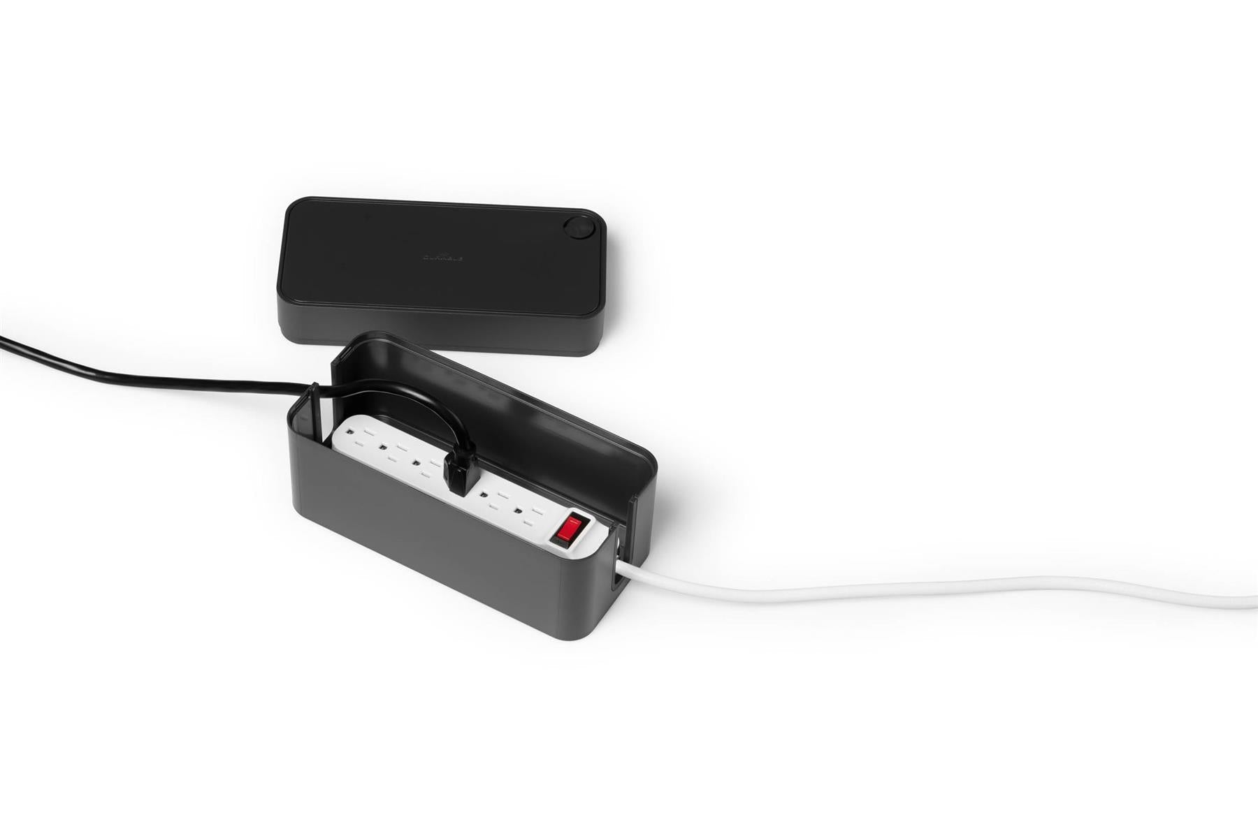 Durable CAVOLINE Cable Management Box Organizer Wire Tidy | Small | Graphite