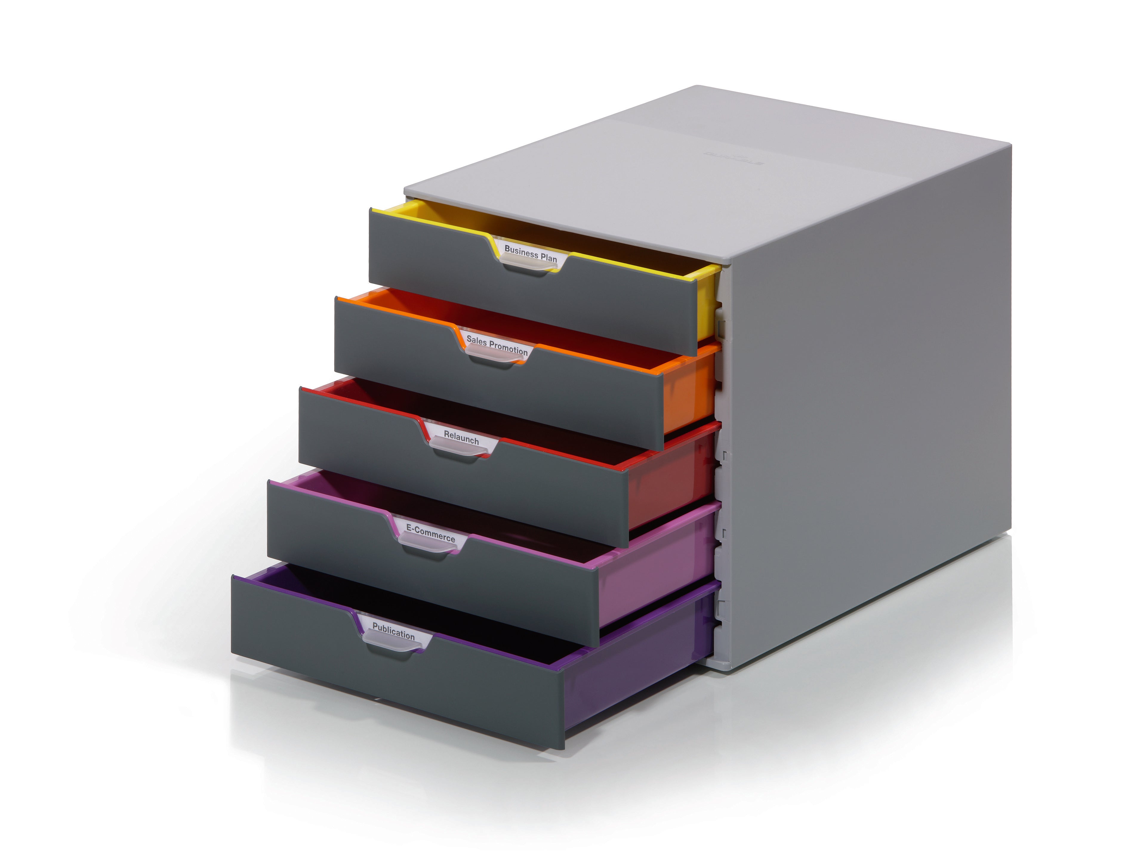 Durable VARICOLOR Desktop Organizer 5 Drawer Color Coded Modular Storage | Letter Size