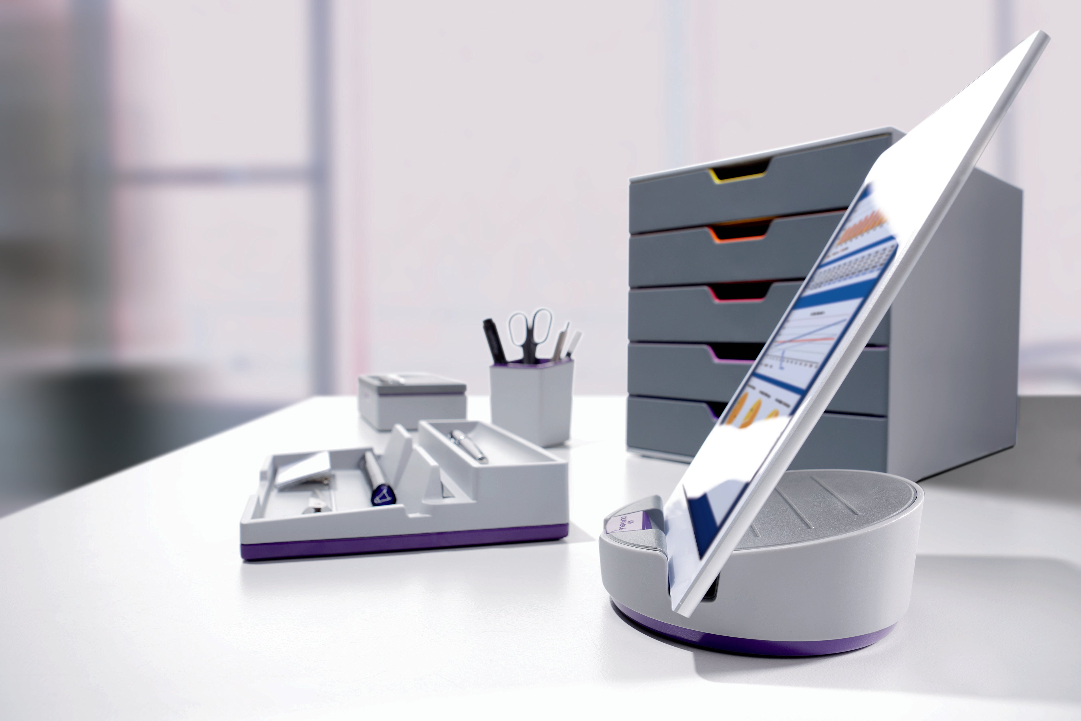 Durable VARICOLOR Desktop Organizer 5 Drawer Color Coded Modular Storage | Letter Size