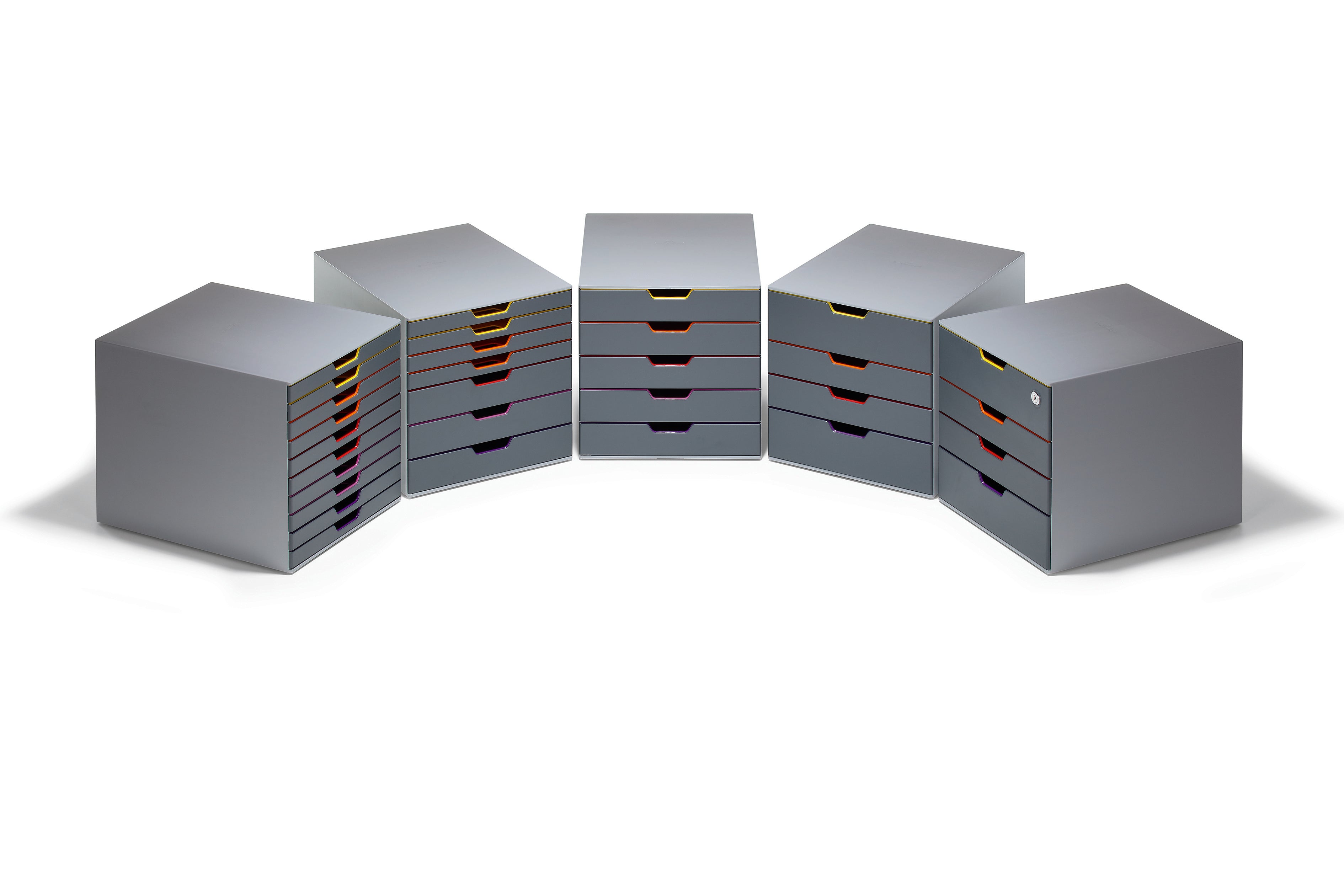 Durable VARICOLOR SAFE Gray 4 Top Drawer Lockable GDPR Color Coded Desktop Storage | Letter Size