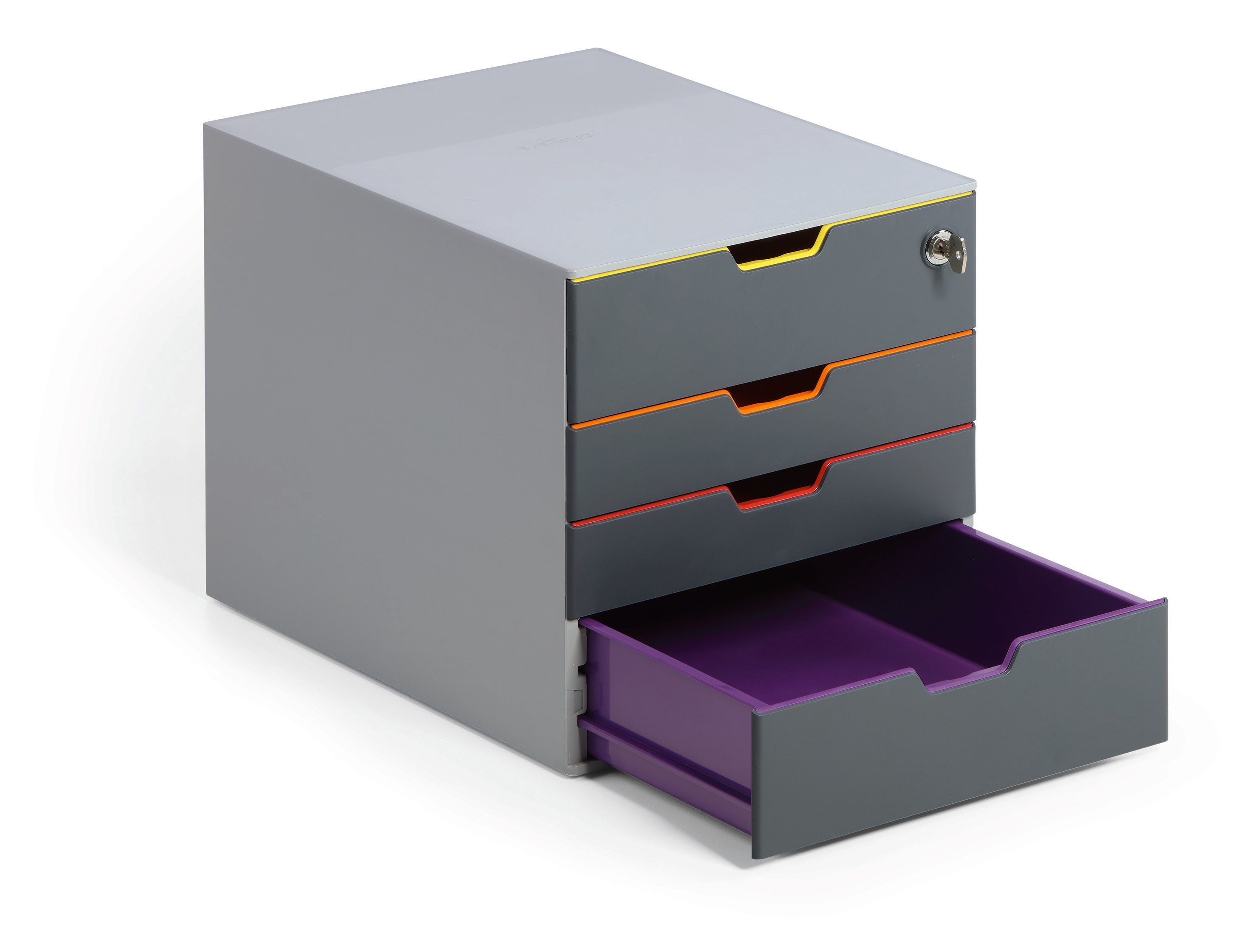 Durable VARICOLOR SAFE Gray 4 Top Drawer Lockable GDPR Color Coded Desktop Storage | Letter Size