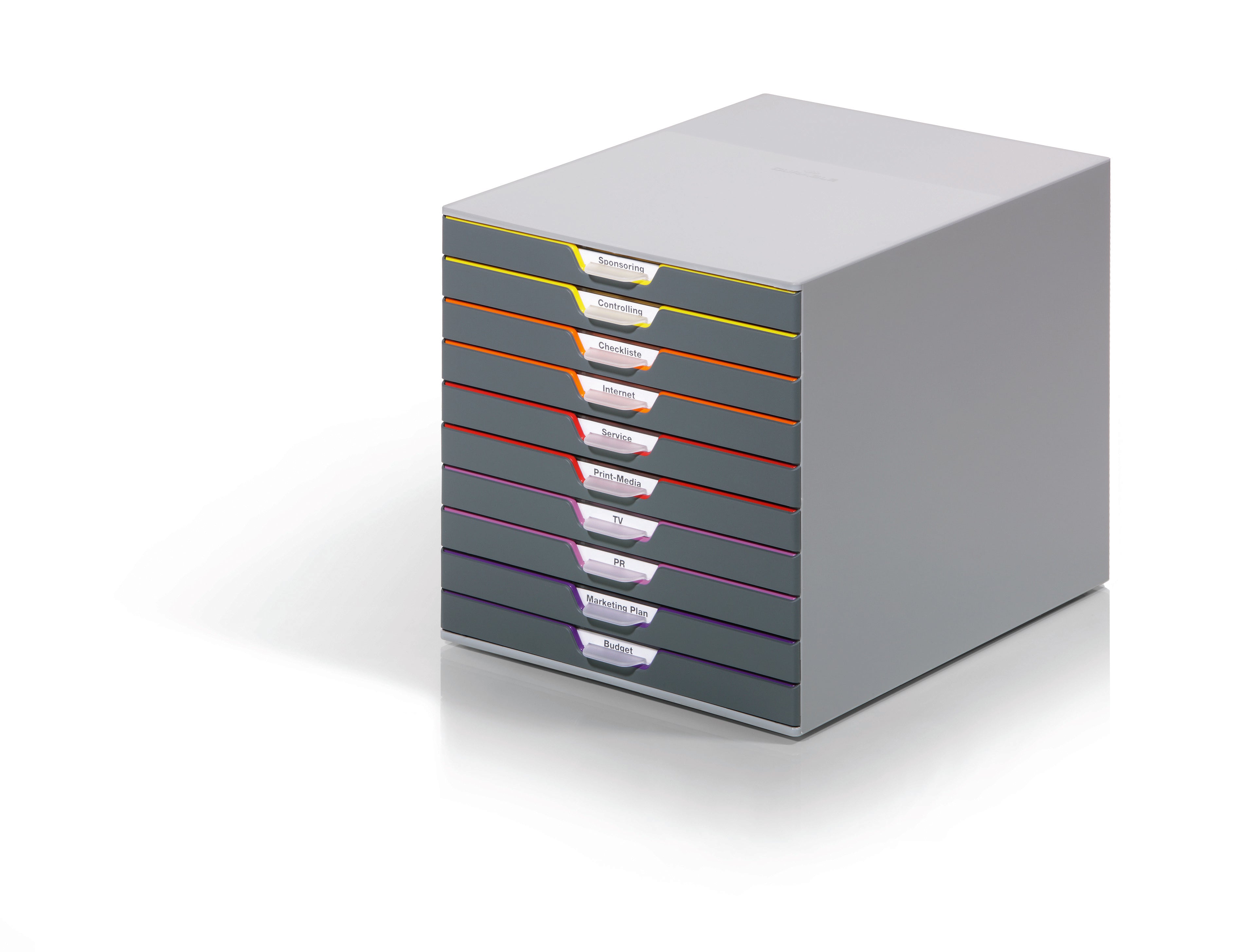 Durable VARICOLOR Desktop Organizer 10 Drawer Color Coded Modular Storage | Letter Size