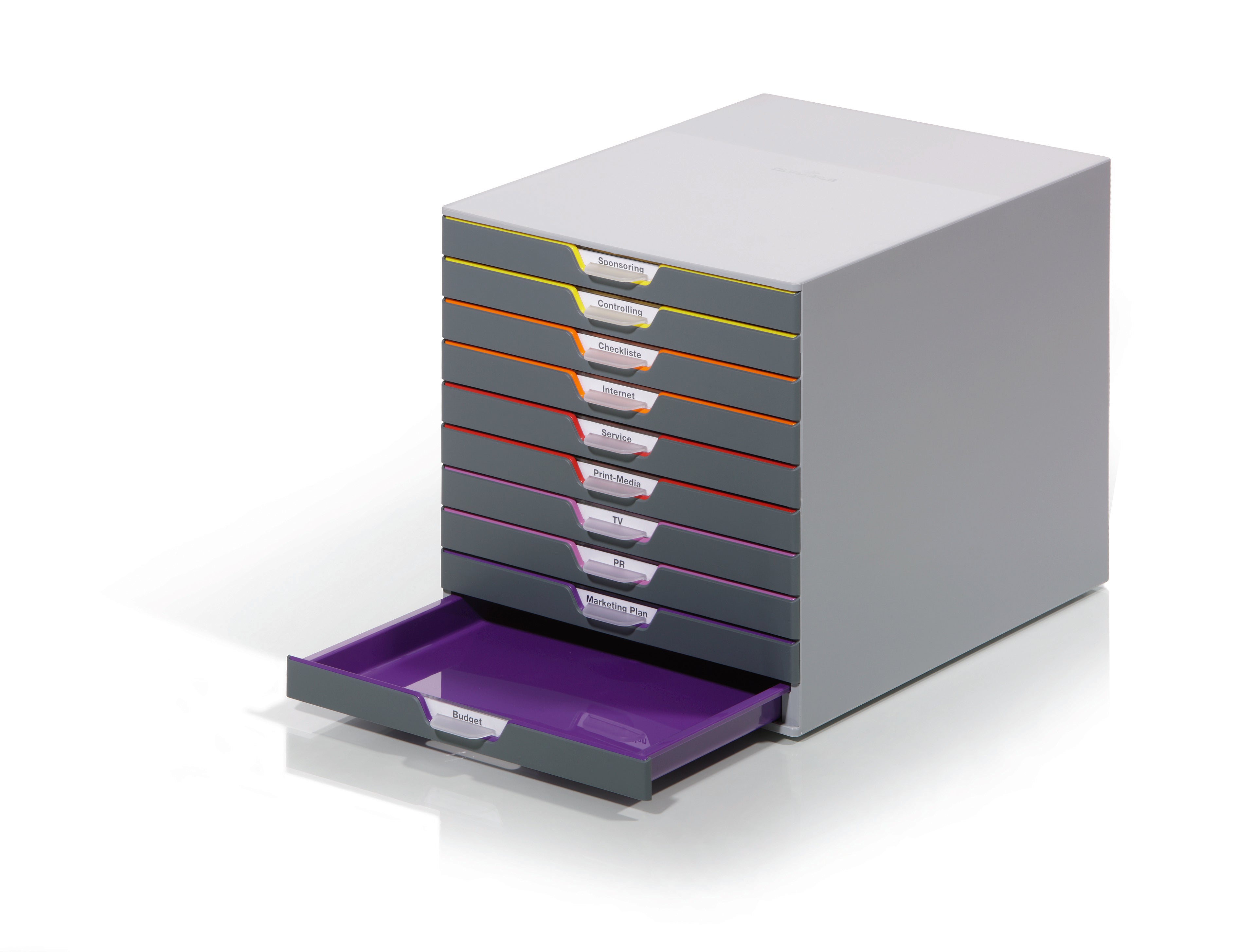 Durable VARICOLOR Desktop Organizer 10 Drawer Color Coded Modular Storage | Letter Size