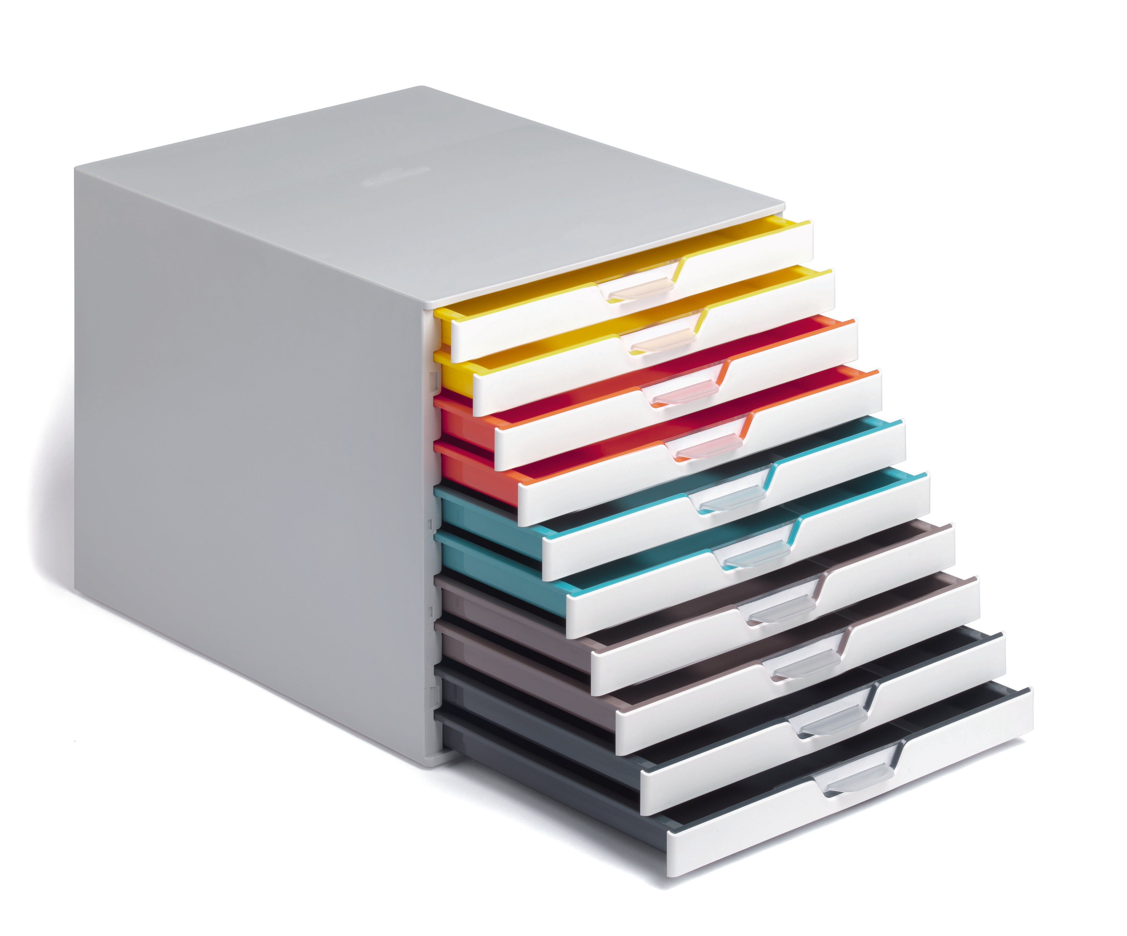 Durable VARICOLOR MIX Desktop Organizer 10 Drawer Color Coded Storage | Letter Size
