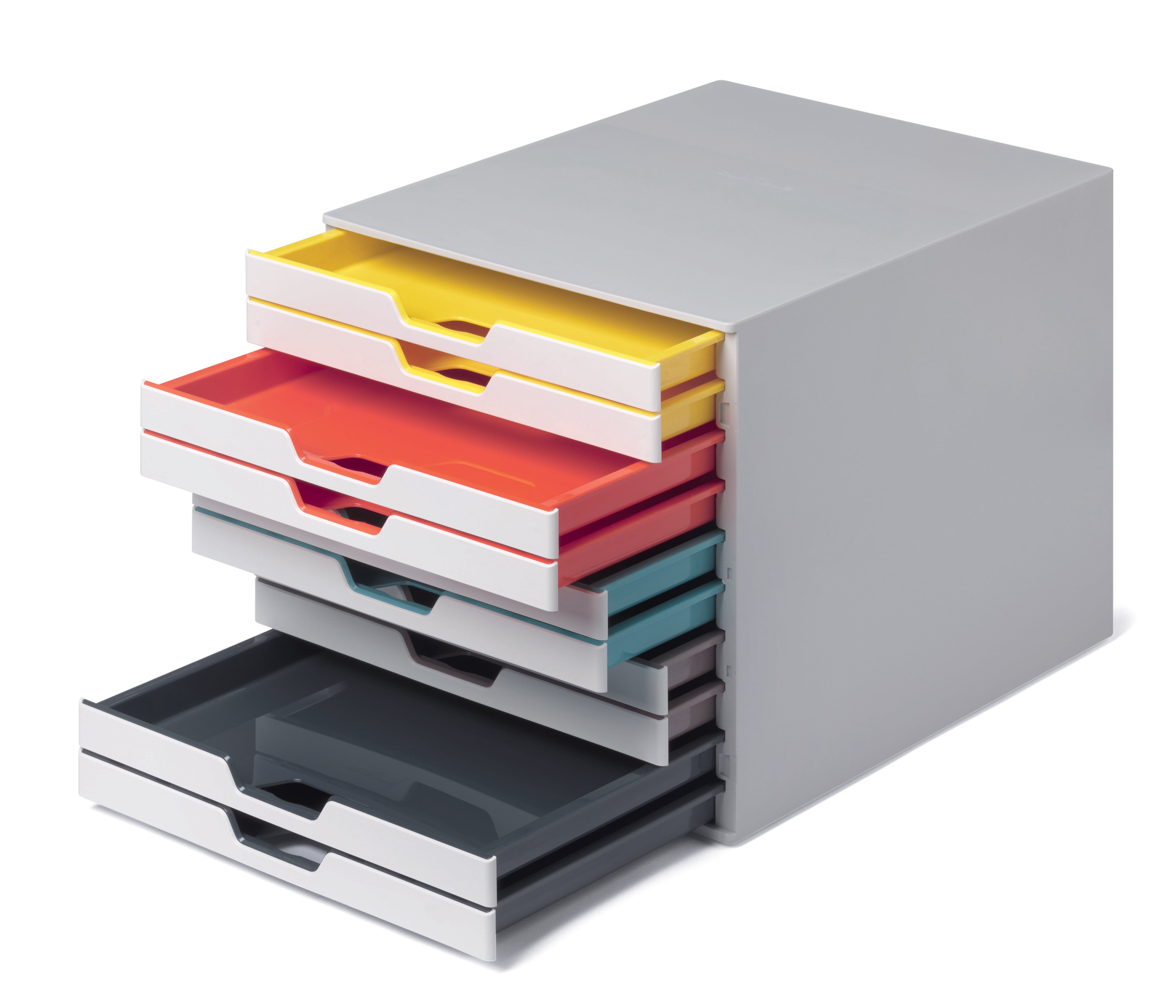 Durable VARICOLOR MIX Desktop Organizer 10 Drawer Color Coded Storage | Letter Size