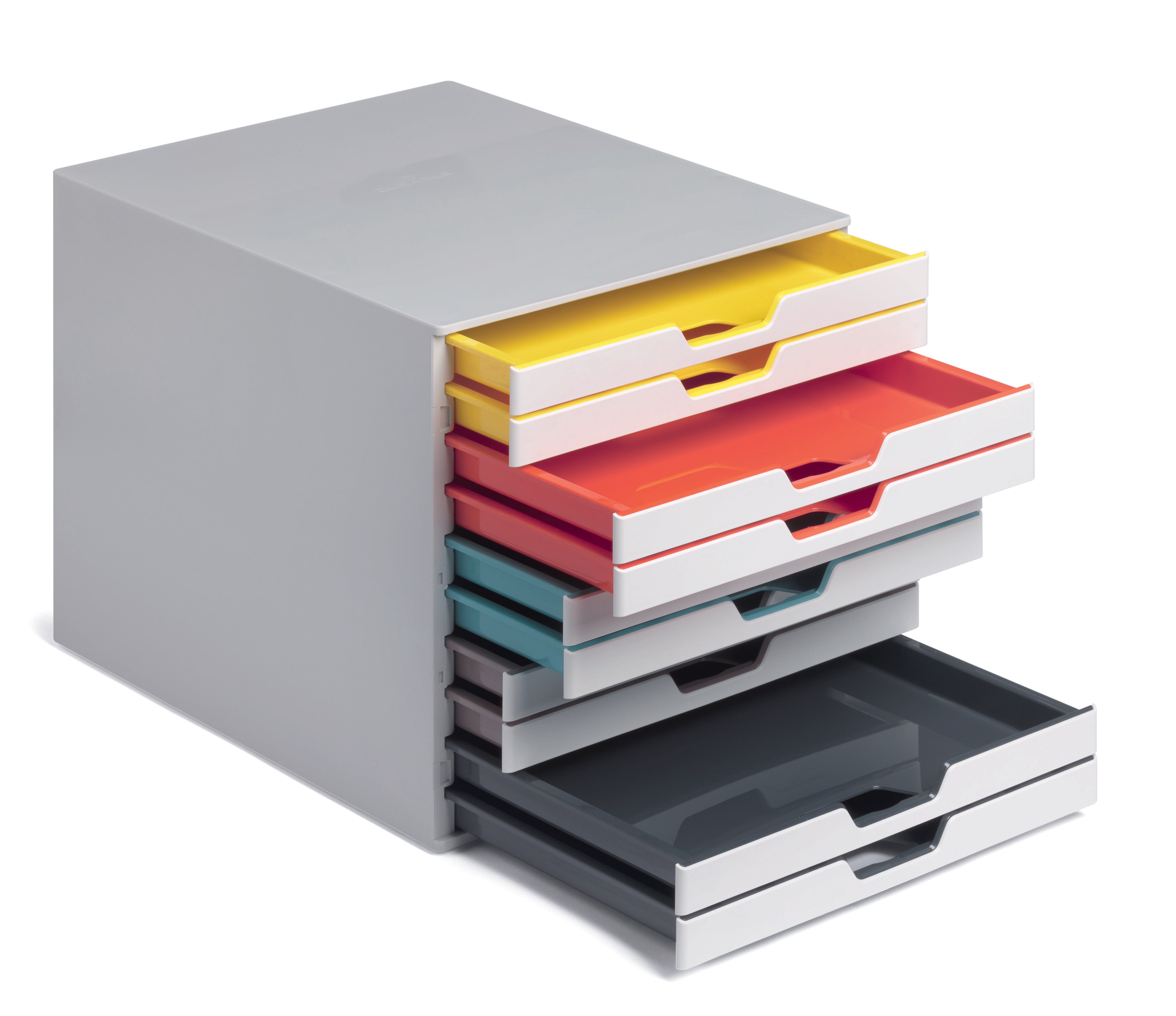 Durable VARICOLOR MIX Desktop Organizer 10 Drawer Color Coded Storage | Letter Size