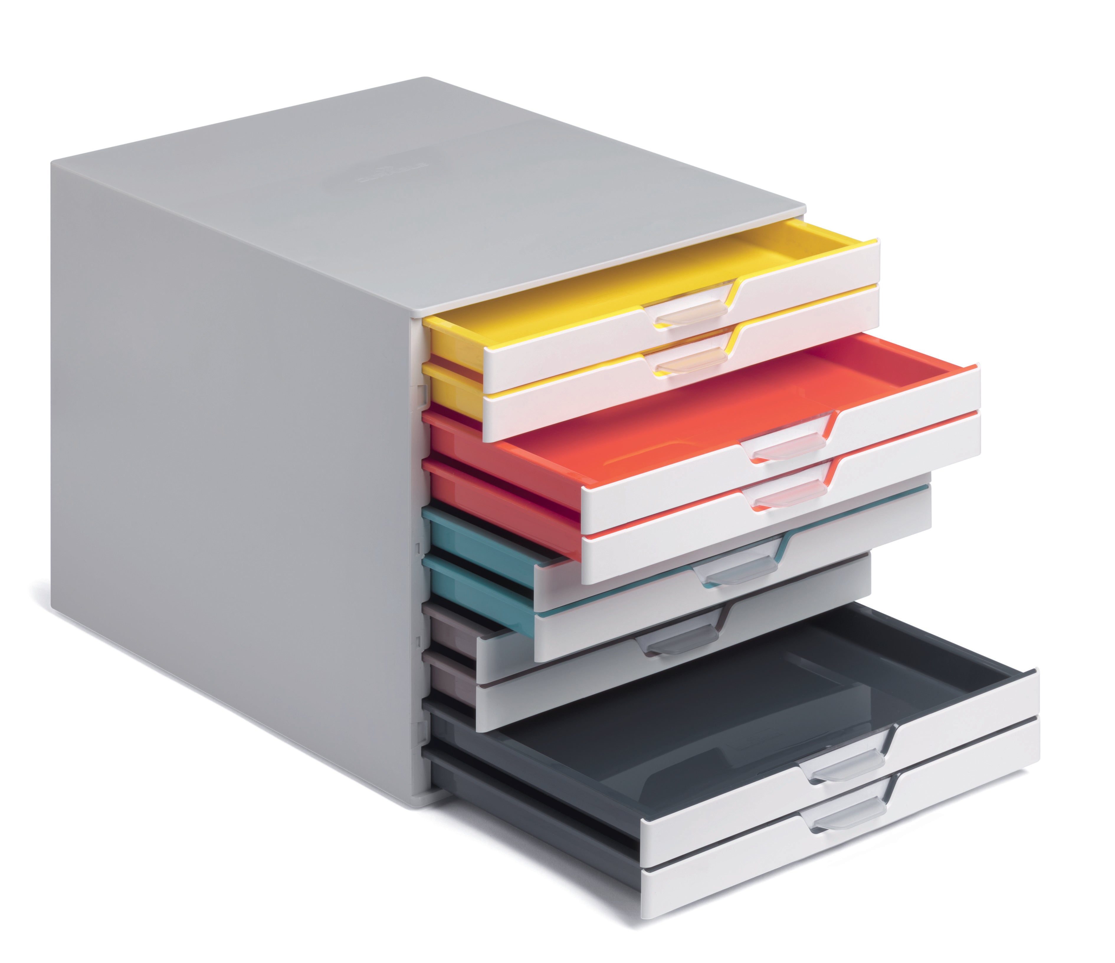 Durable VARICOLOR MIX Desktop Organizer 10 Drawer Color Coded Storage | Letter Size