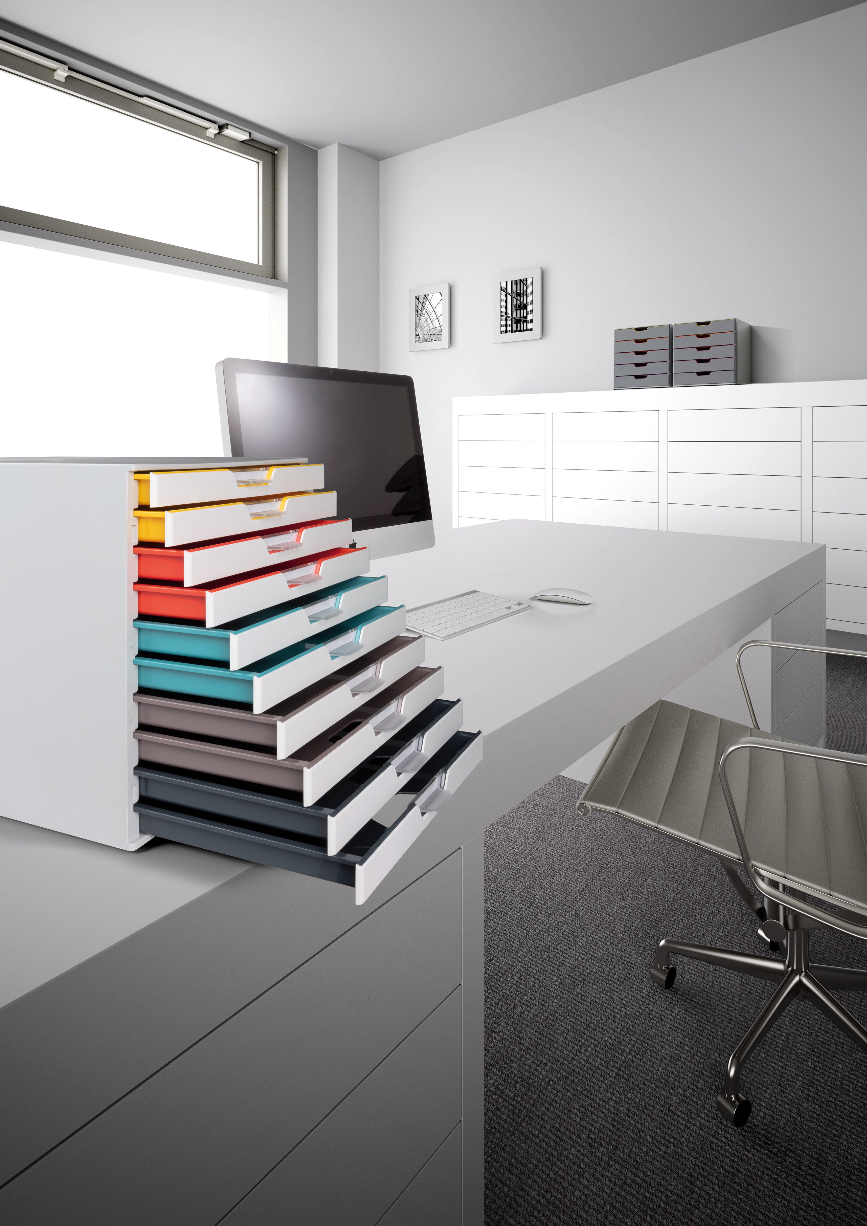 Durable VARICOLOR MIX Desktop Organizer 10 Drawer Color Coded Storage | Letter Size