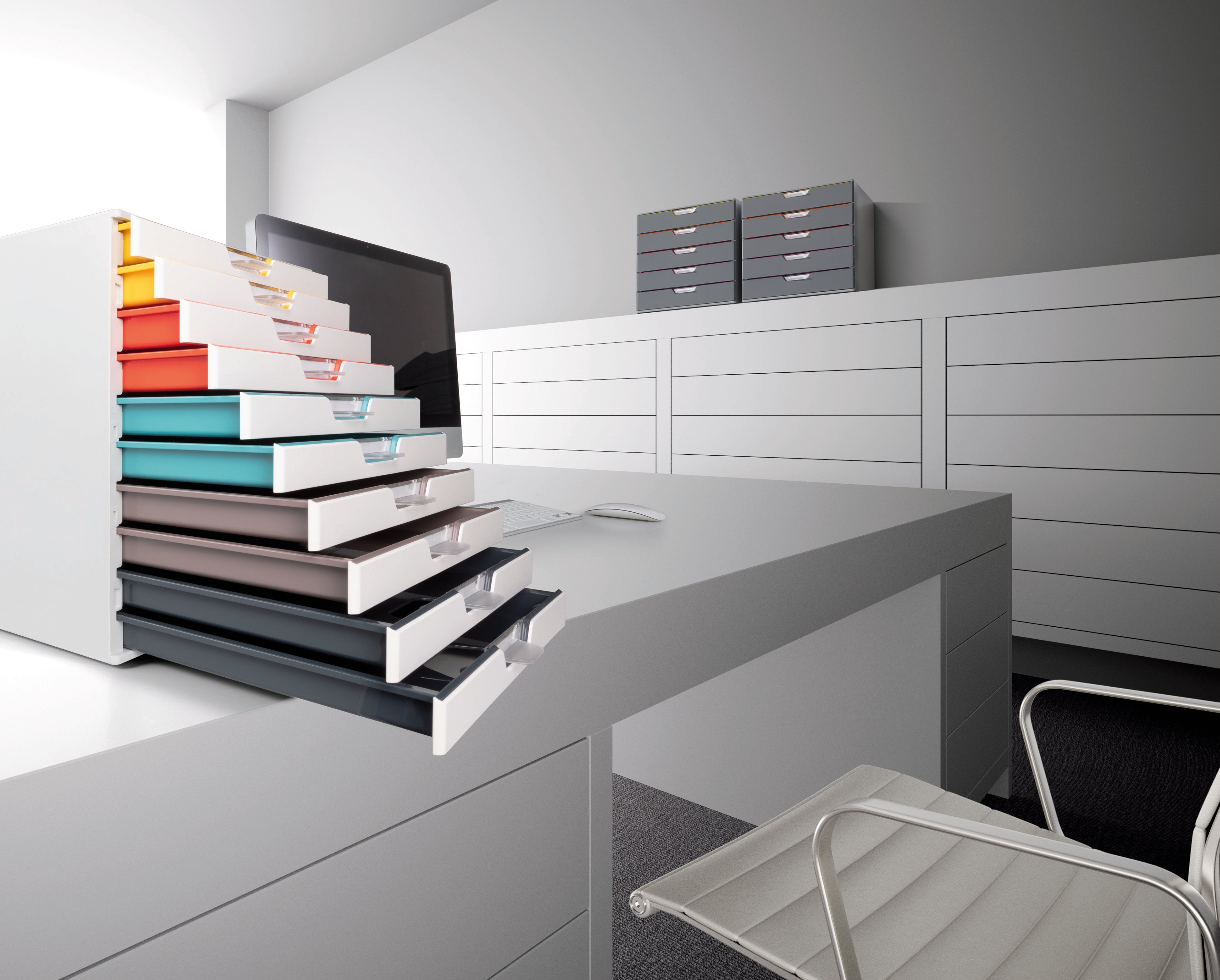 Durable VARICOLOR MIX Desktop Organizer 10 Drawer Color Coded Storage | Letter Size