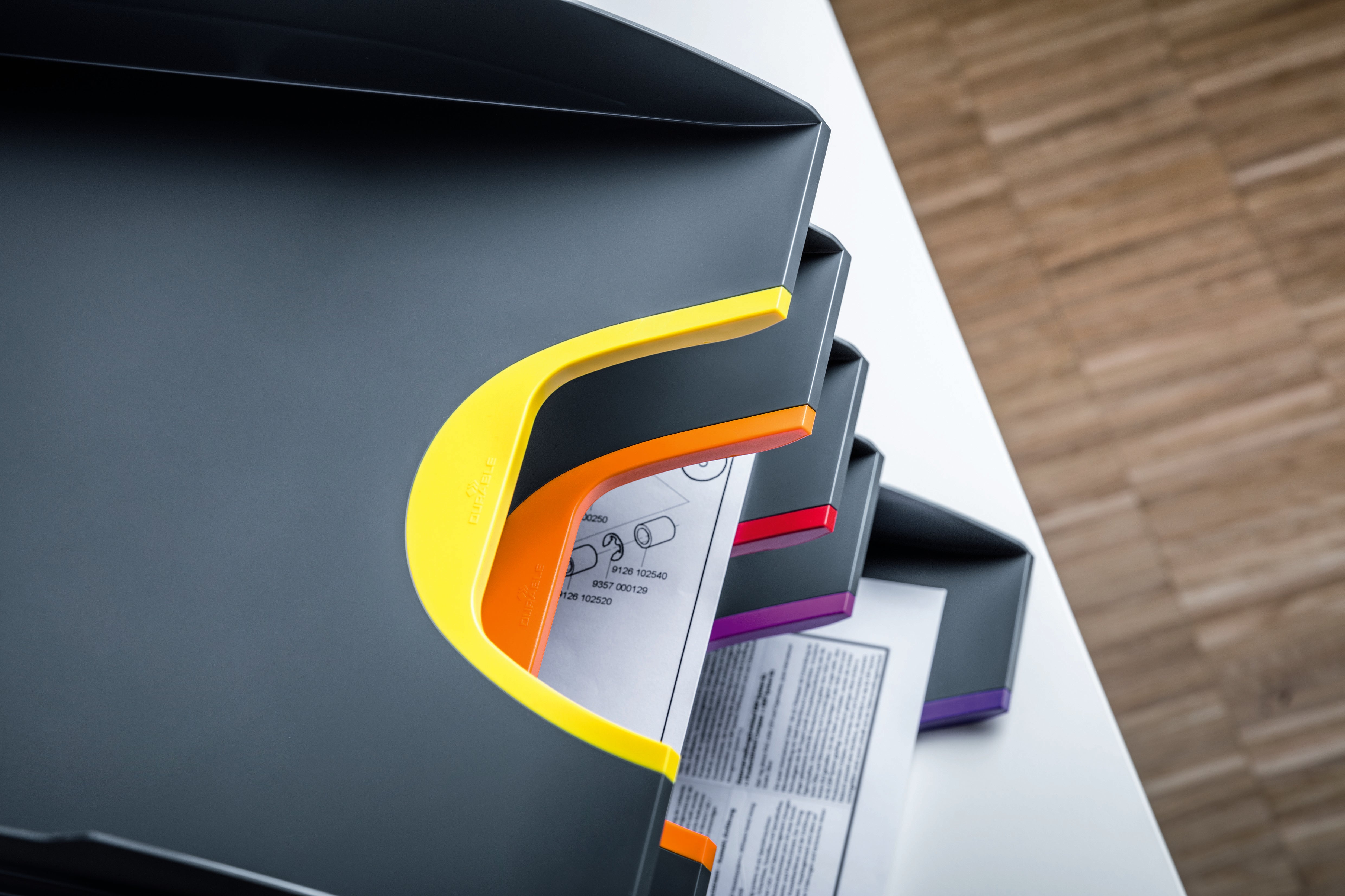 Durable VARICOLOR ECO Stackable Letter Tray Files | Letter Size Color Coded 5 Pack