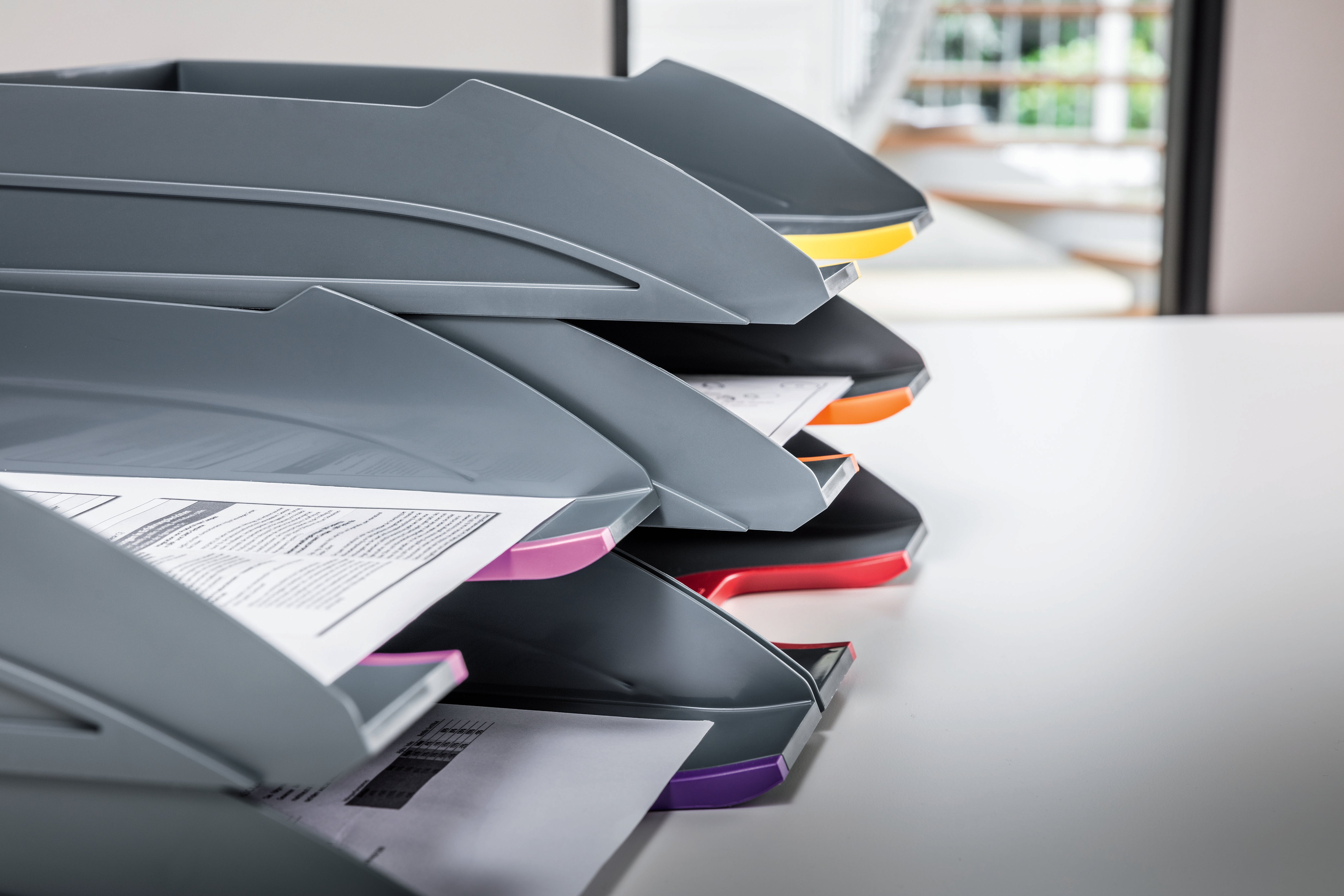 Durable VARICOLOR ECO Stackable Letter Tray Files | Letter Size Color Coded 5 Pack